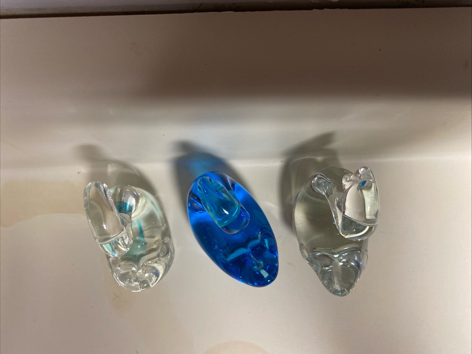 Clear and Blue Swan Art Glass – Set of 3 Very Cute Buy Now! 3 1/2” Tall