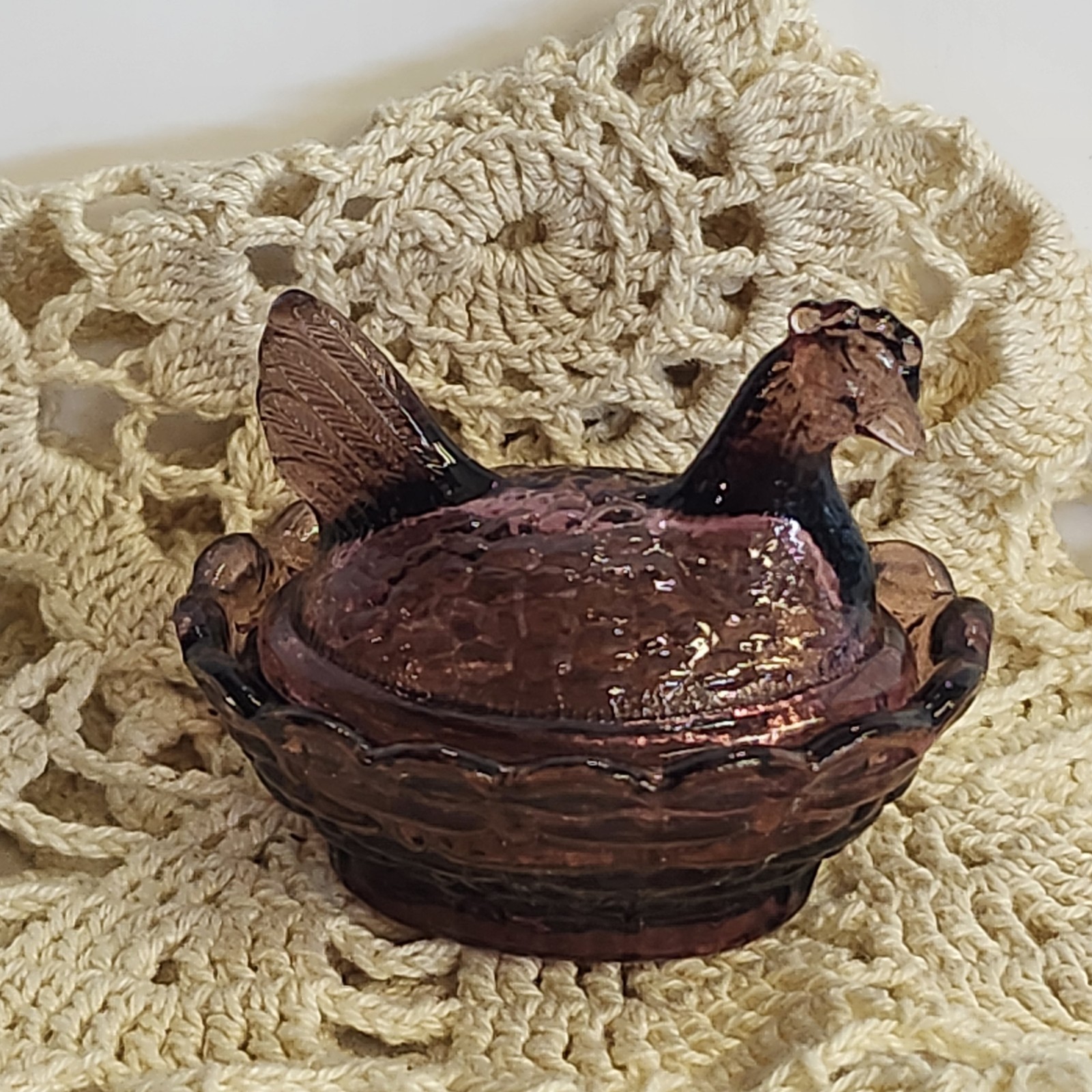 Vintage Degenhart Purple Amethyst Hen On Nest Salt Cellar (miniature) Glows