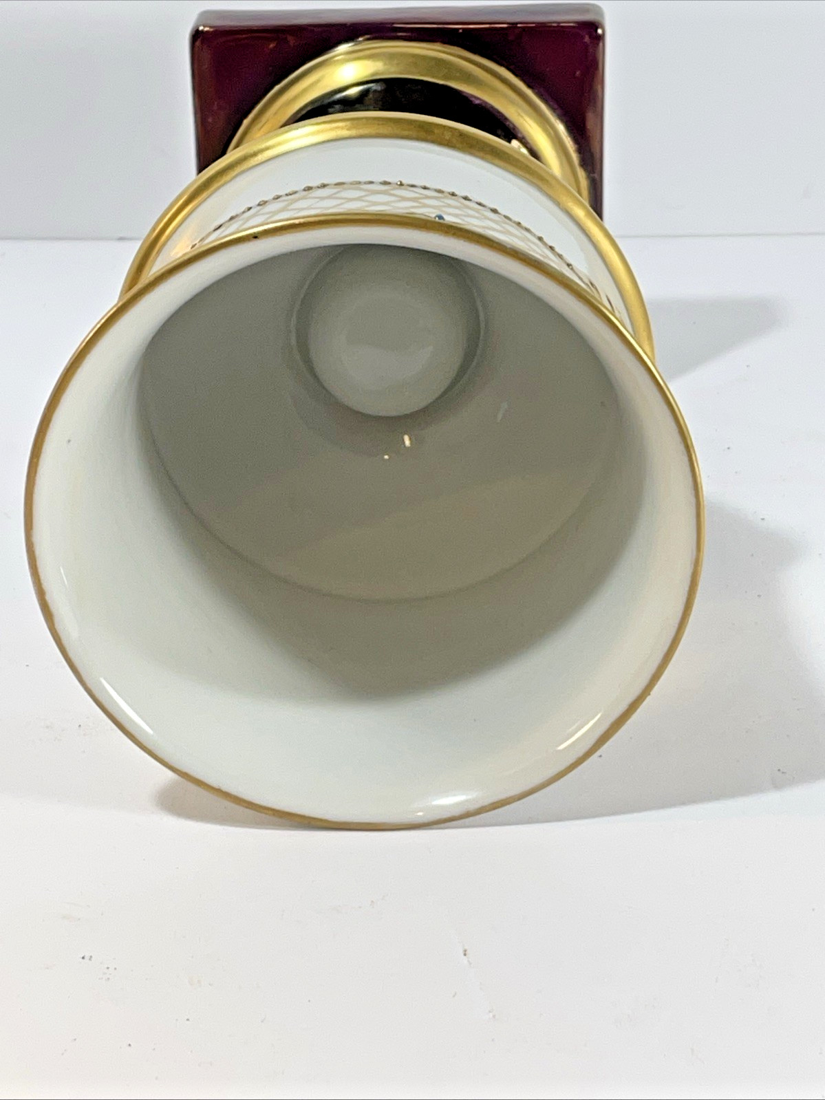 Porcelain Goblet Vase Shape Square Base Heavy Gold Gilding Empire Style Bavaria