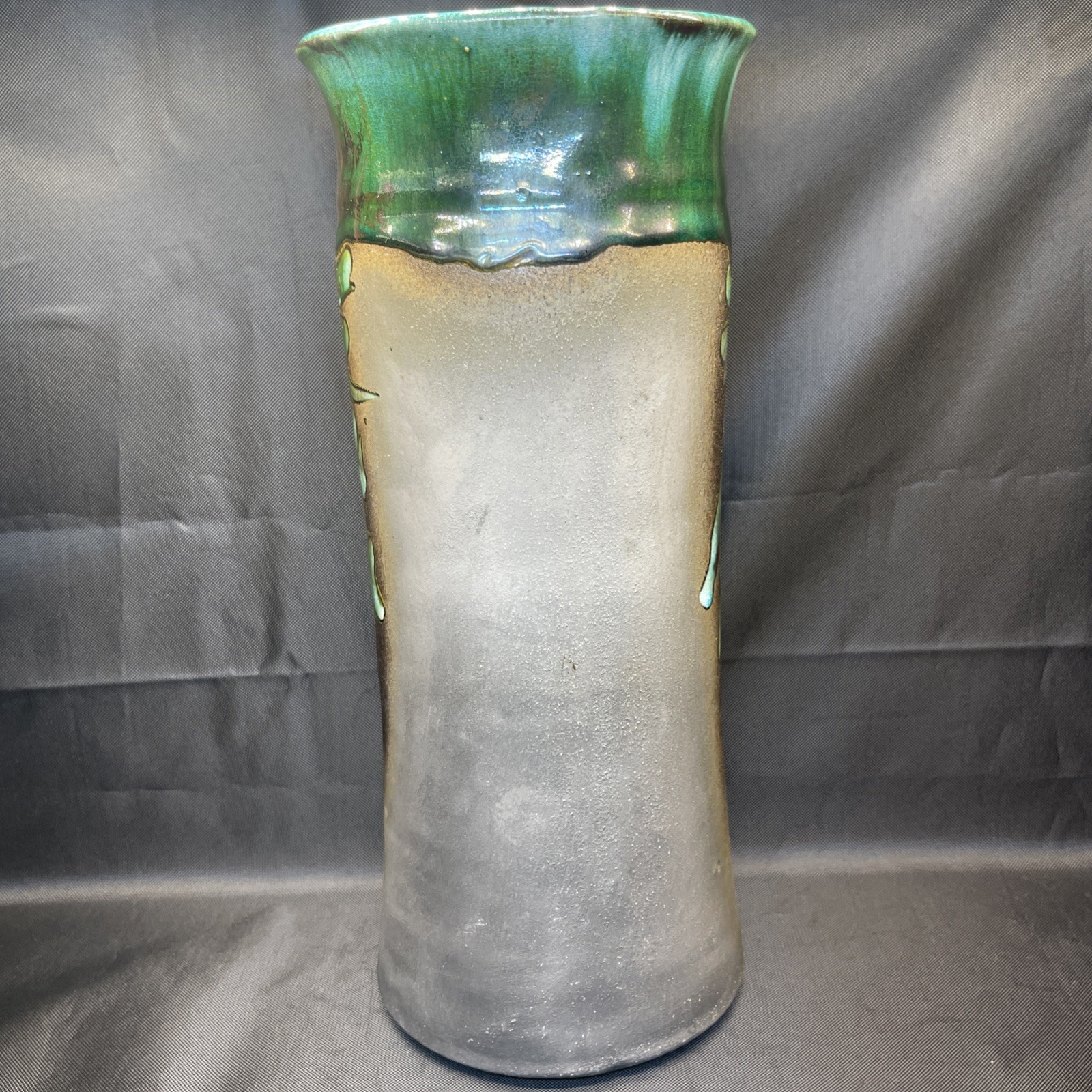 Signed Evans Vase Raku Studio Art Pottery Abstract 11.45″ Signed # 273