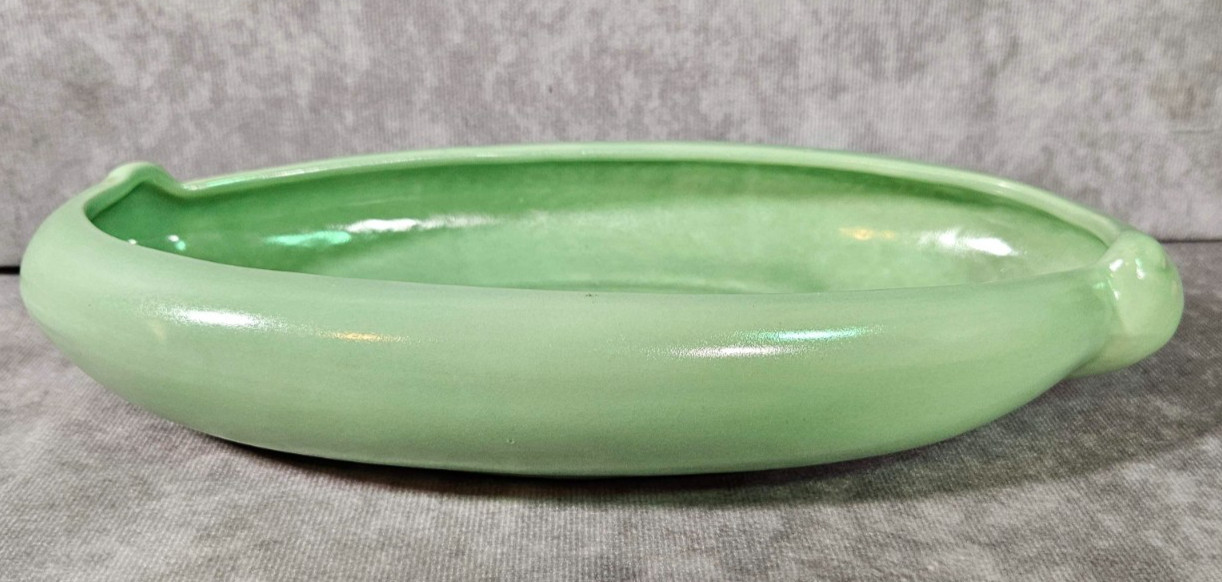 VTG Haeger Seafoam Green Mint Planter Console Oval Shallow Bowl Scroll Design