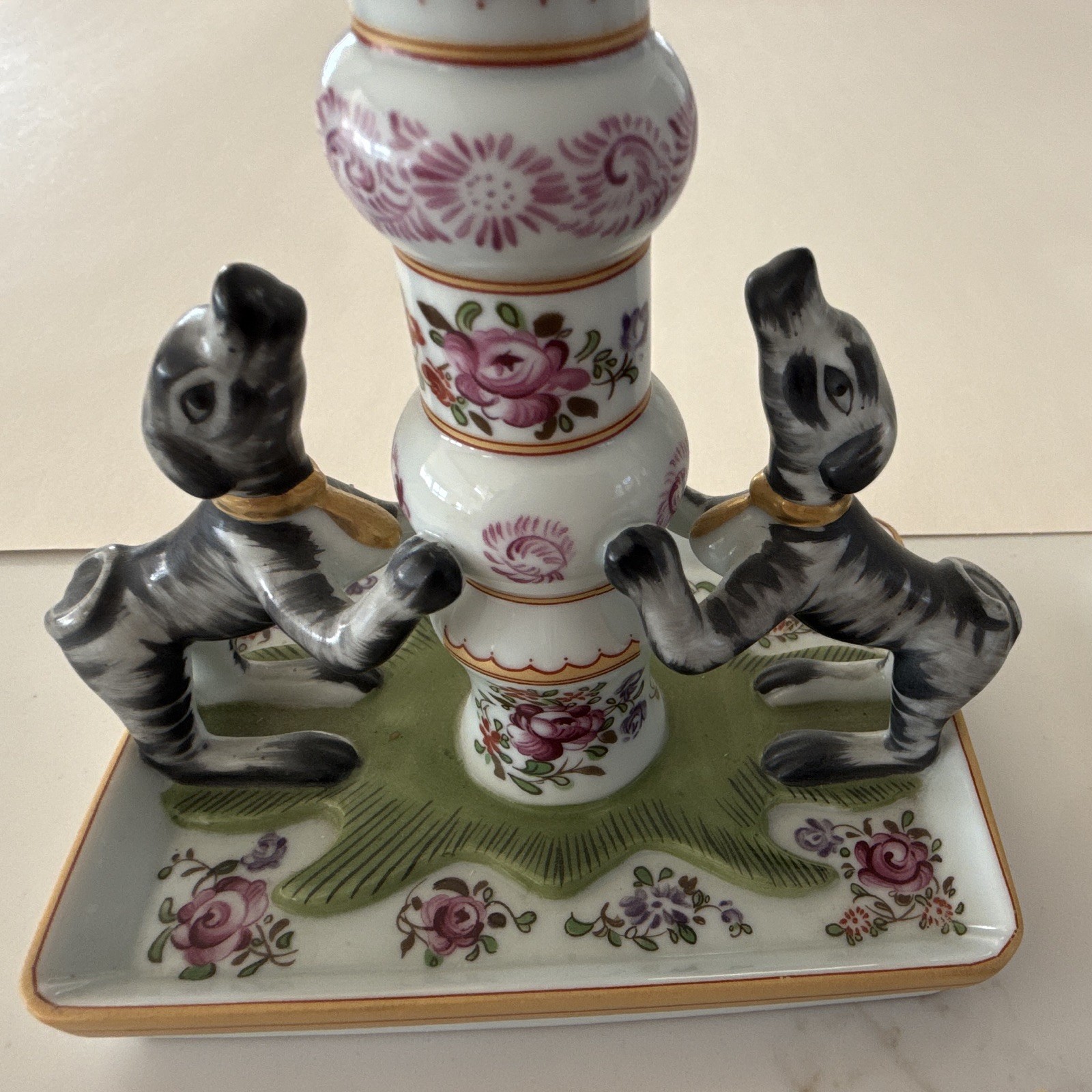 Stately Homes Sir Humphrey Wakefield Floral Animal Ceramic Candlestick Glossy