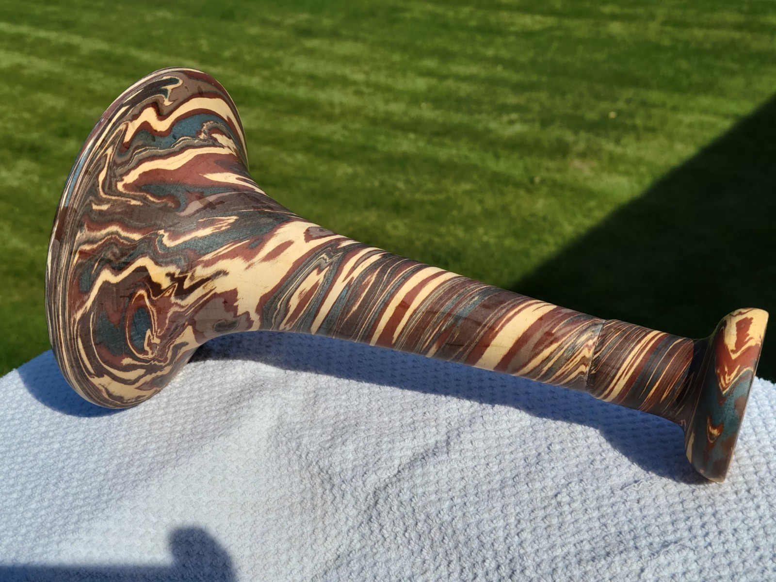 Niloak Arts & Crafts Mission Swirl Art Pottery 10 1/4″ Chamber Candle Stick Nice