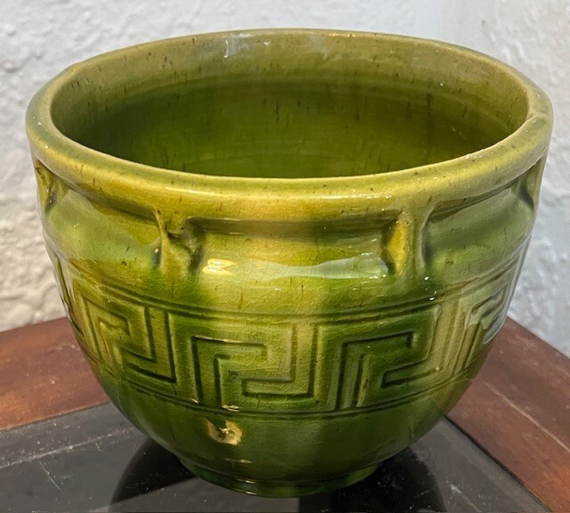 Brush McCoy Greek Key Majolica Jardiniere, Vintage 1914, Near-Mint Condition!