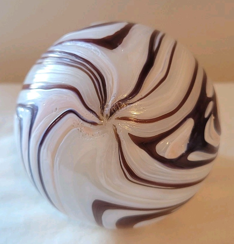 Blenko OOAK First Quality Black Cherry with White Frit Christmas Ornament