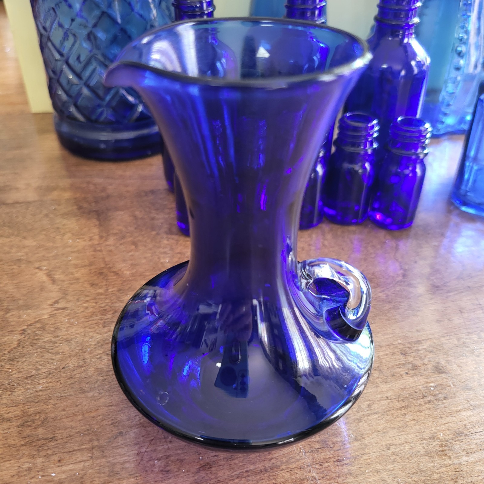 Lot of 13 Blue Some Colbolt Blue Bottles & Vases with No Lids Some Vintage