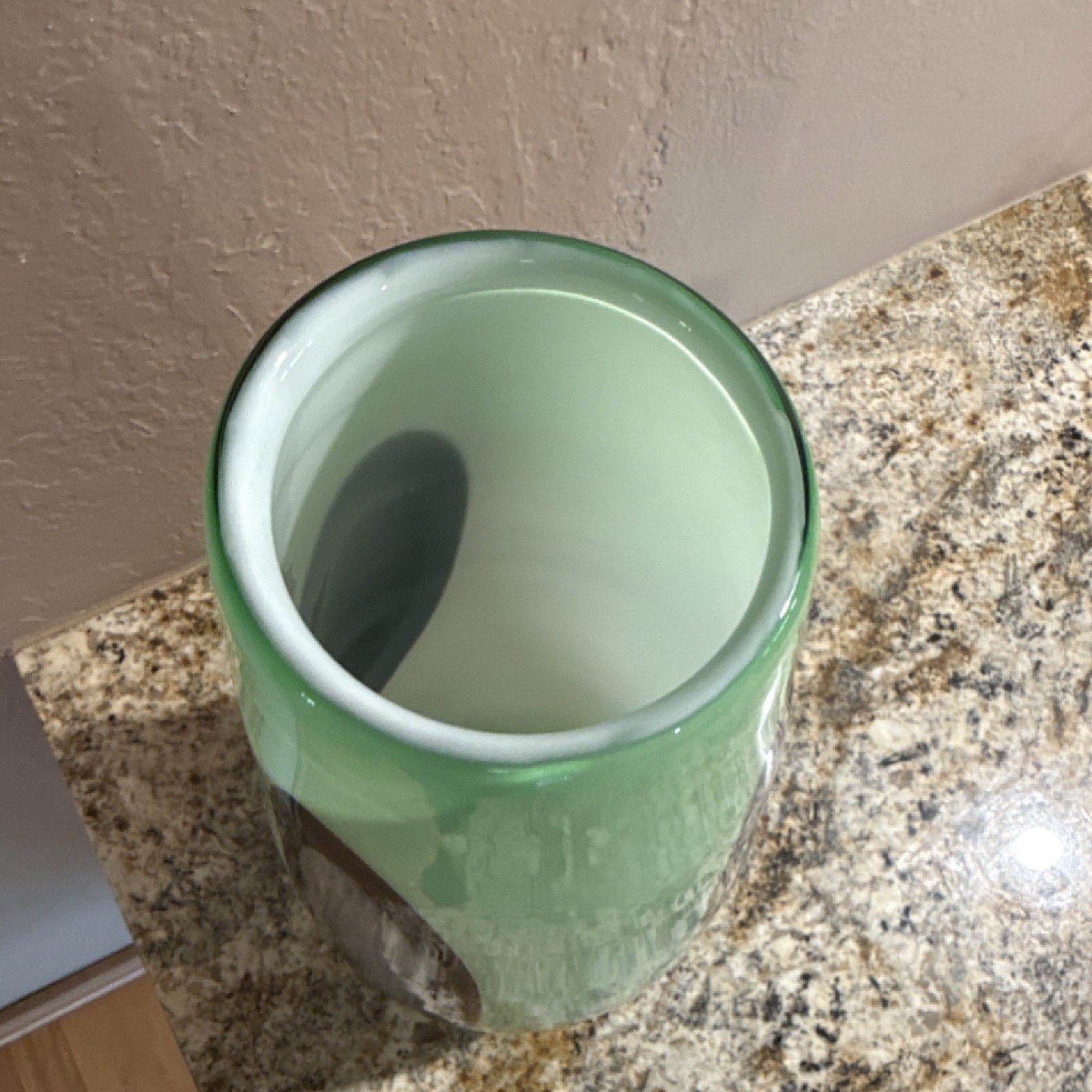 Light Green Glass Vase Abstract Black White Pattern Glossy Decorative