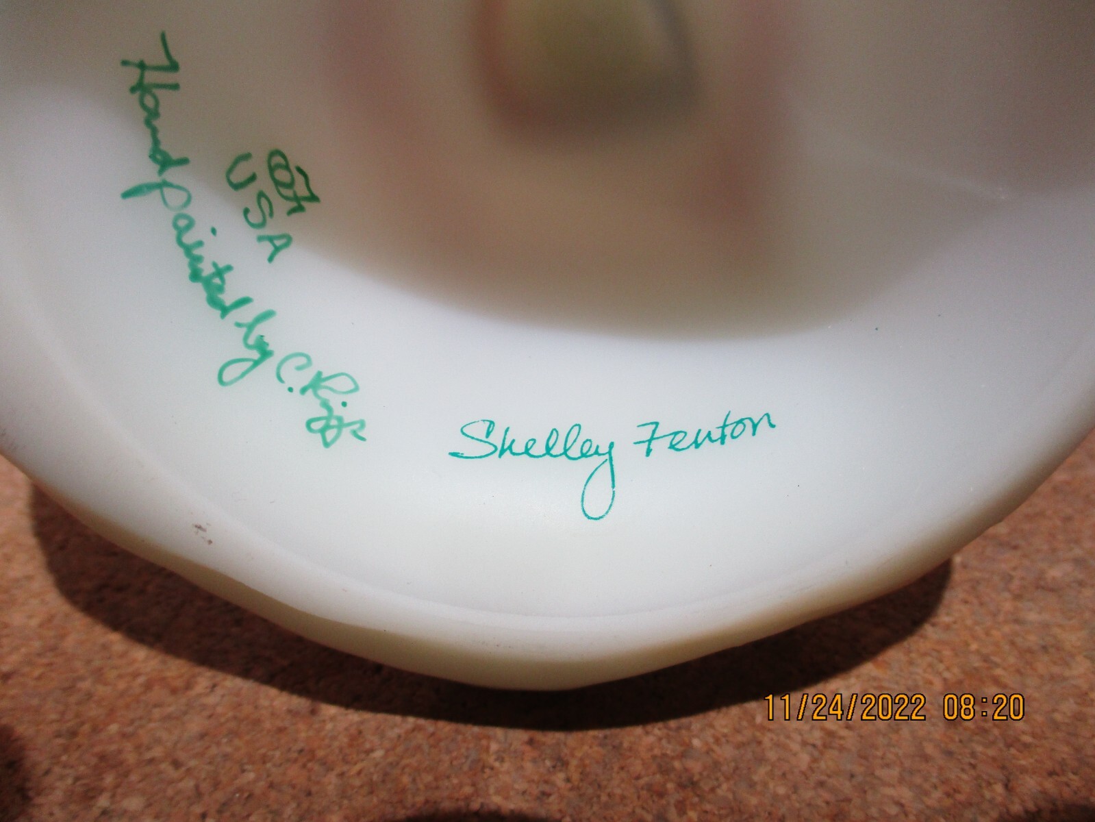 FENTON HAND PAINTED , 1ST EDITION PATRIOTIC LADY-SIGNED SHELLY FENTON