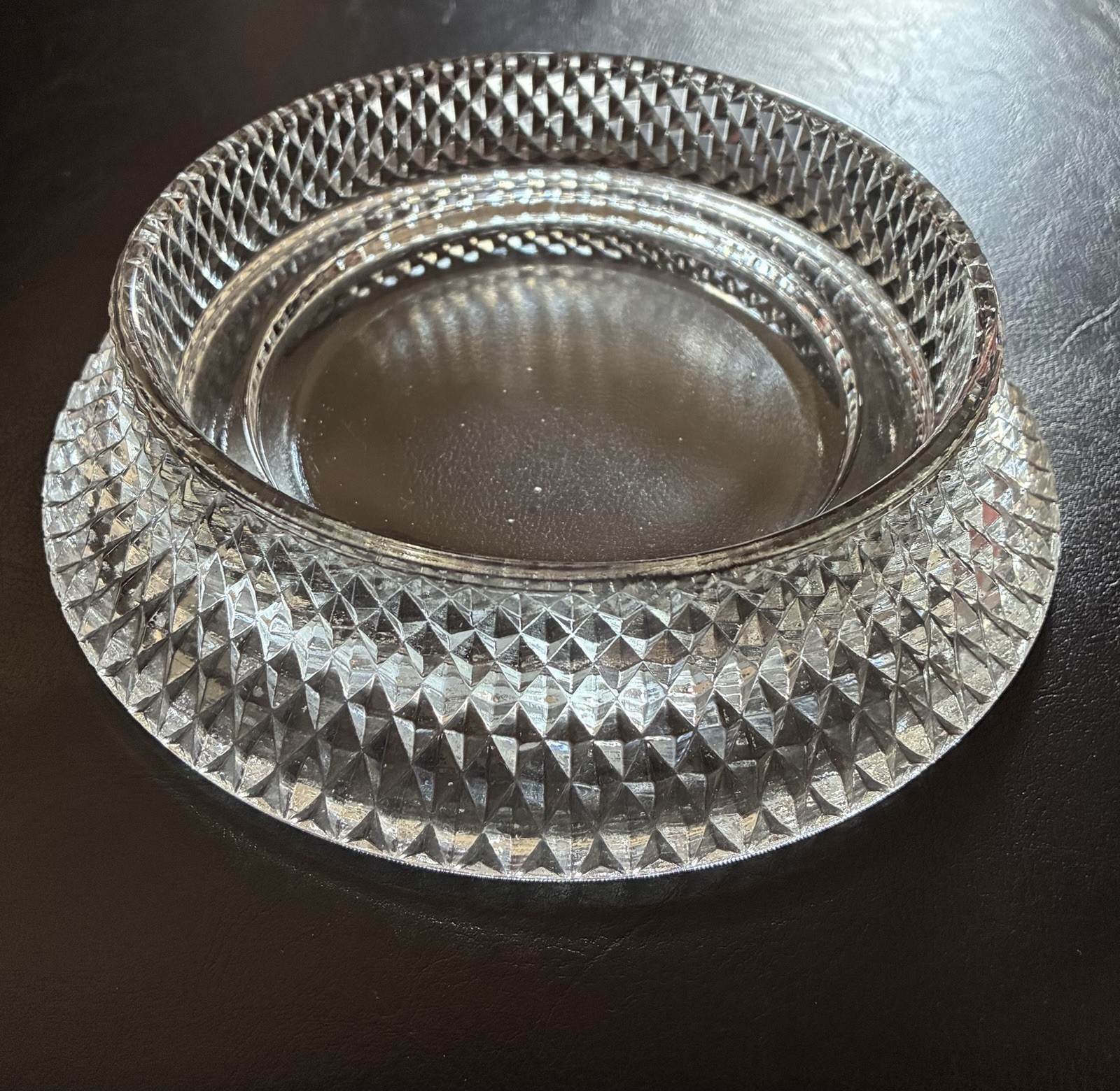 Vintage Indiana Glass Diamond Point Round 5 Inch Candle Holder