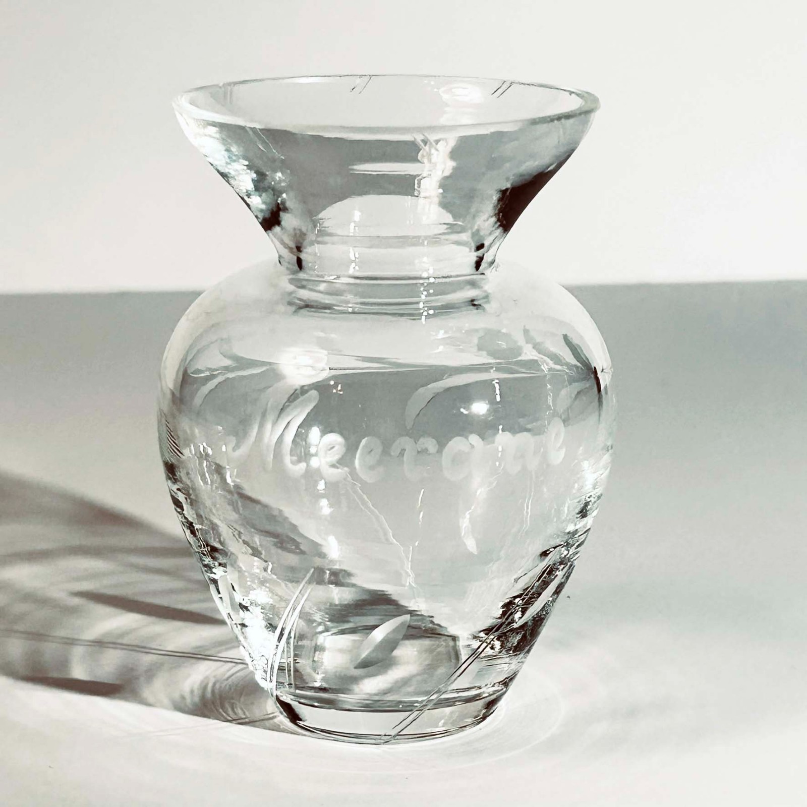 Bleikristall Bud Vase Lead Crystal Floral Etched Made in Germany 3.5″ tall
