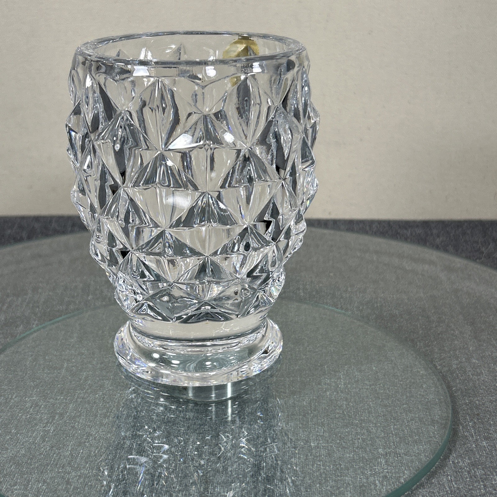 Vrg Bohemia Geometric Lead Crystal Small vase/candle holder Heavy Czech Republic