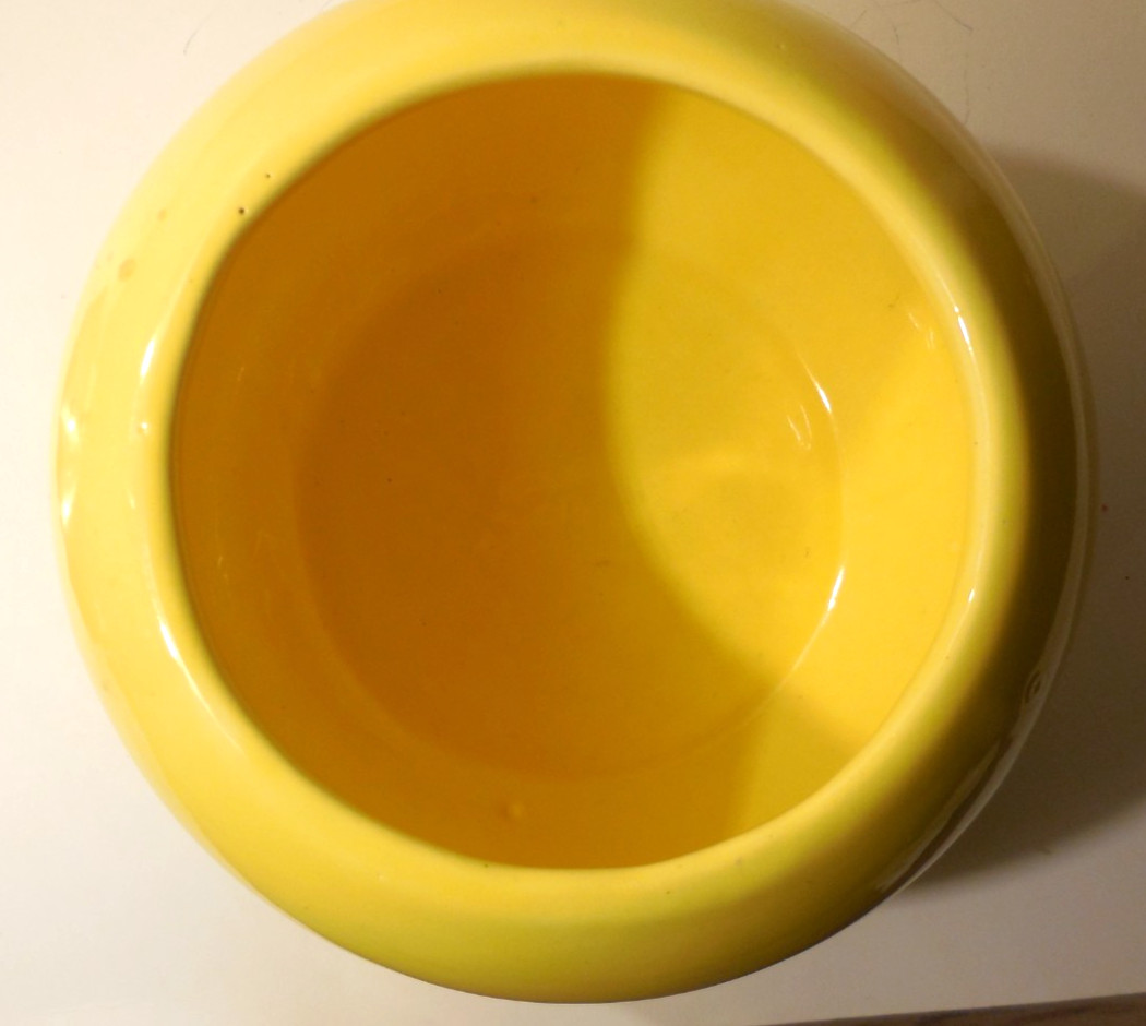Yellow Glaze Brush Wash Vase or Planter 3 1/2″ High, 5 1/2″ Wide CA Pottery?