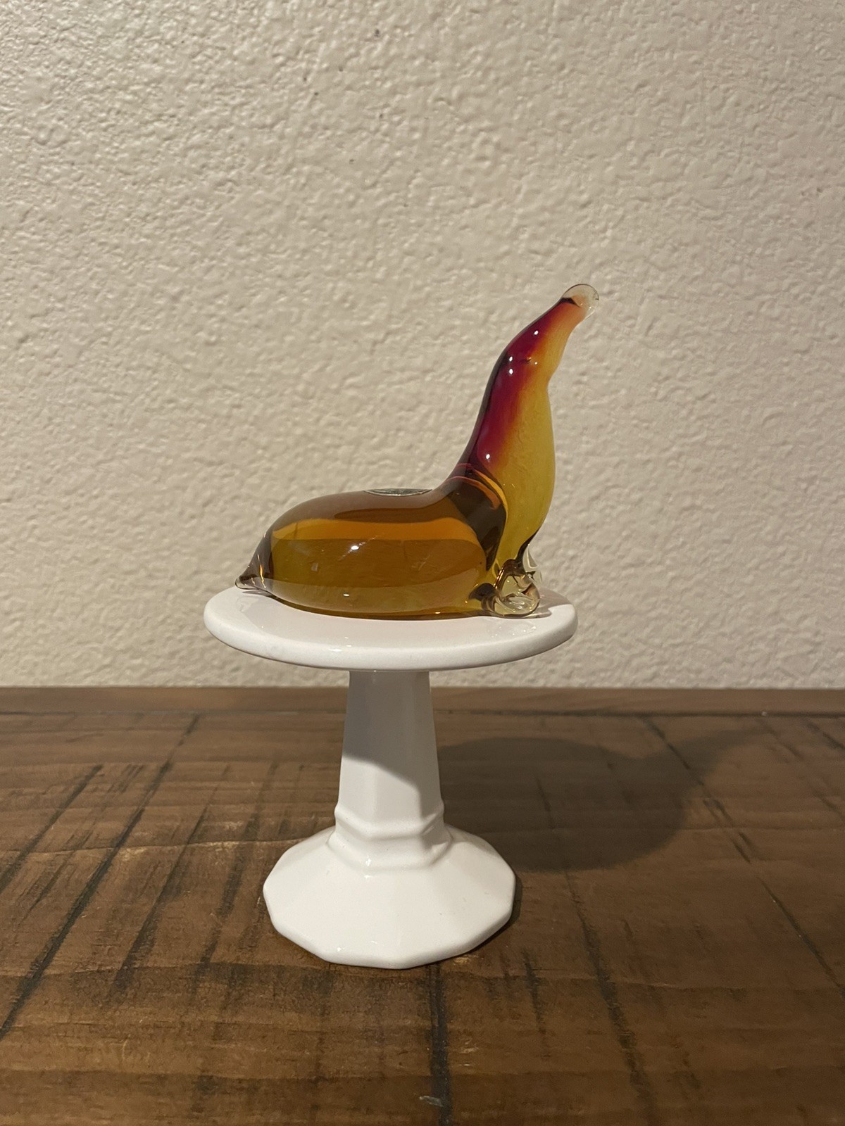 Vintage Kanawha Amberina Glass Seal with Sticker *Glows*