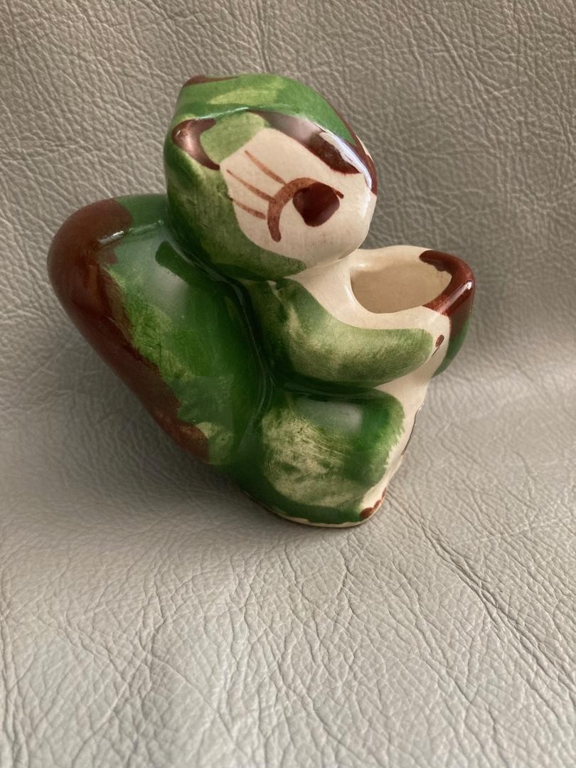 Vintage CALIFORNIA Pottery RIO HONDO Squirrel Toothpick Holder with Label