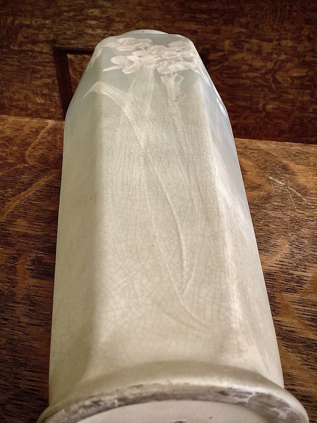 Antique Weller Pottery Blue Vellum Hexagonal Floral Vase Antique Art Nouveau Old