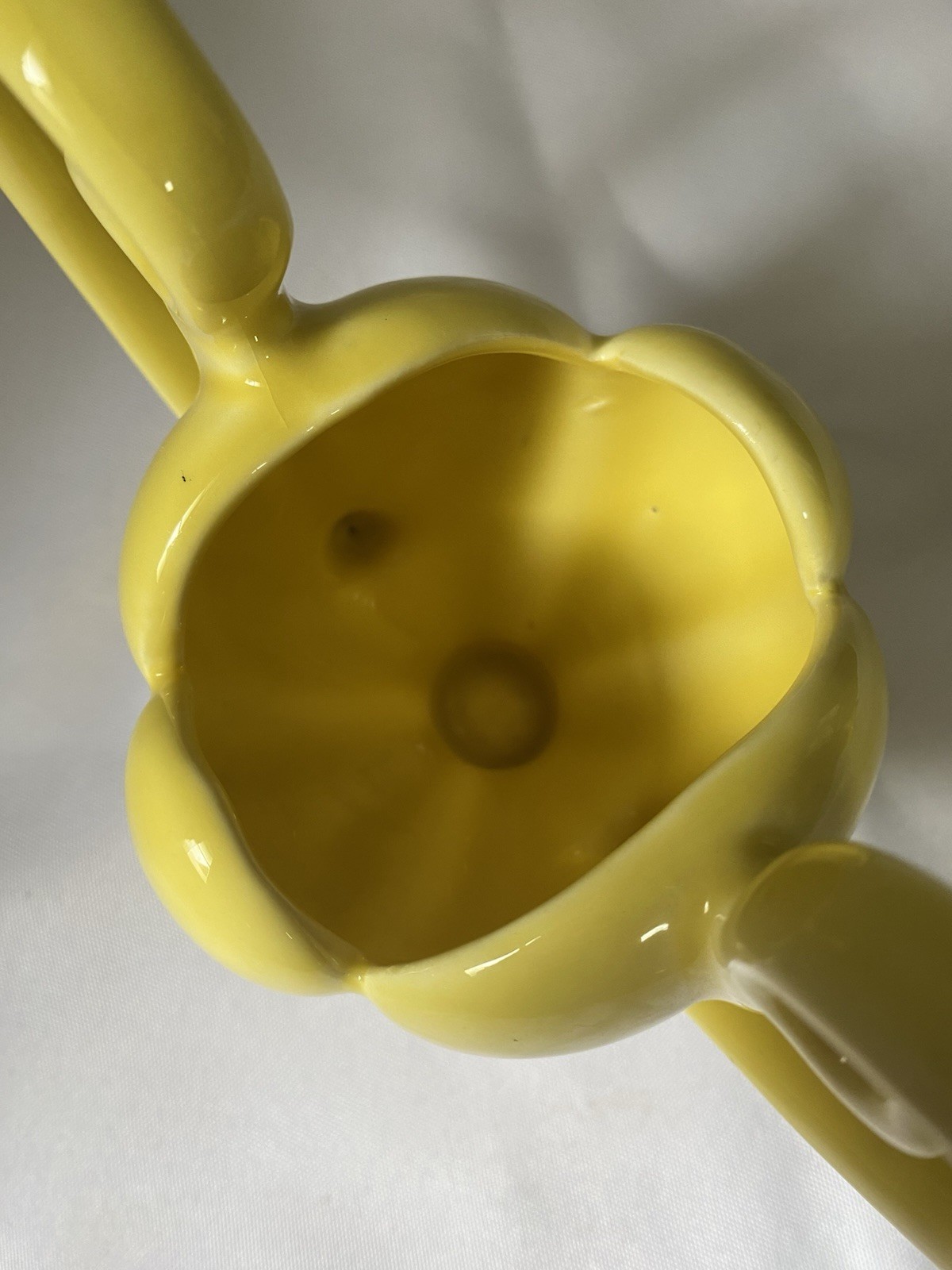 Mid Century Vintage Camark Pottery Small Tulip Vase With Handles Buttery Yellow
