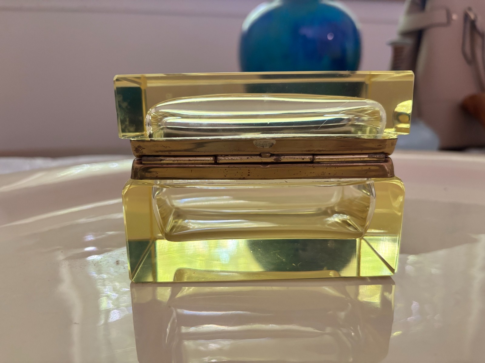 Vintage Murano Glass Casket Style Jewelry Box Gold