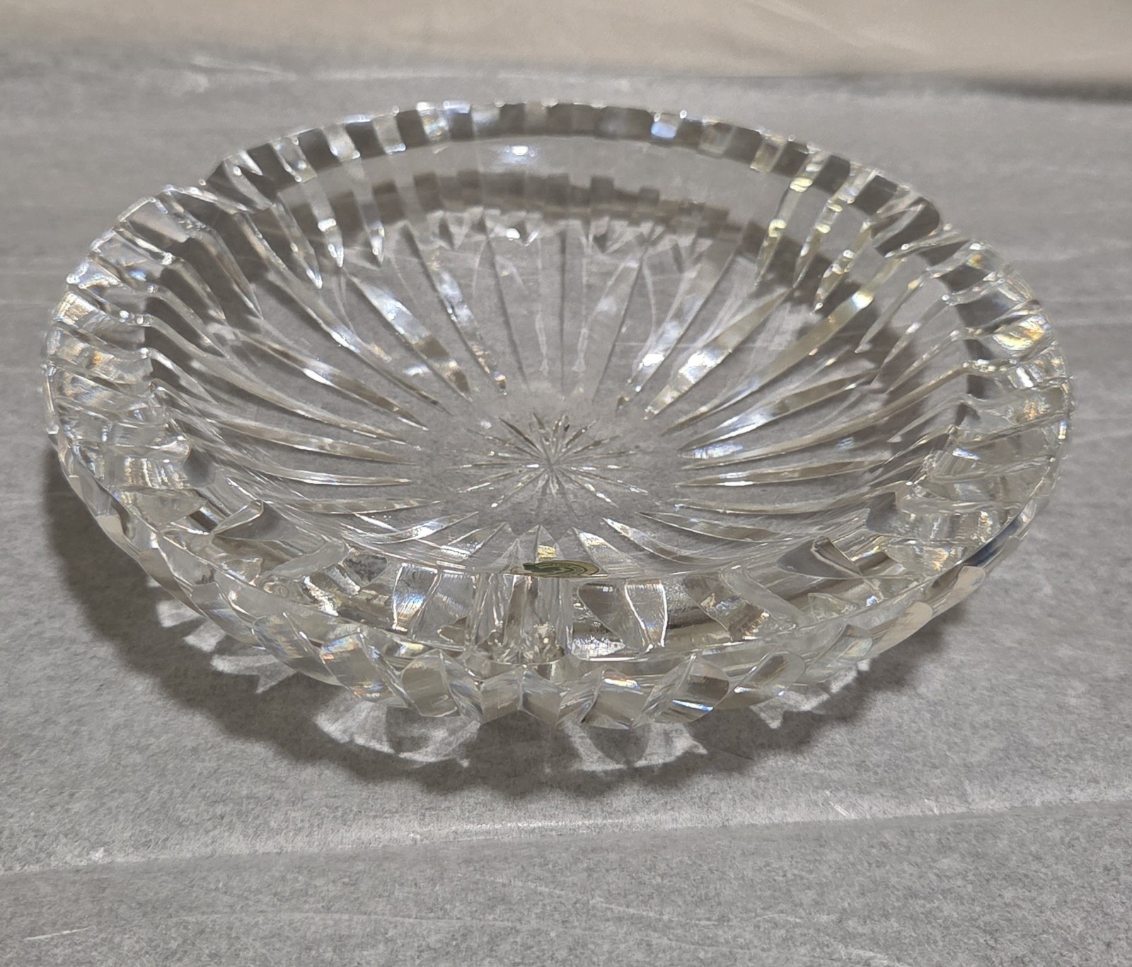 Vintage~Waterford~Luxurious~ Crystal Cut Ashtray~With Sticker & Signed