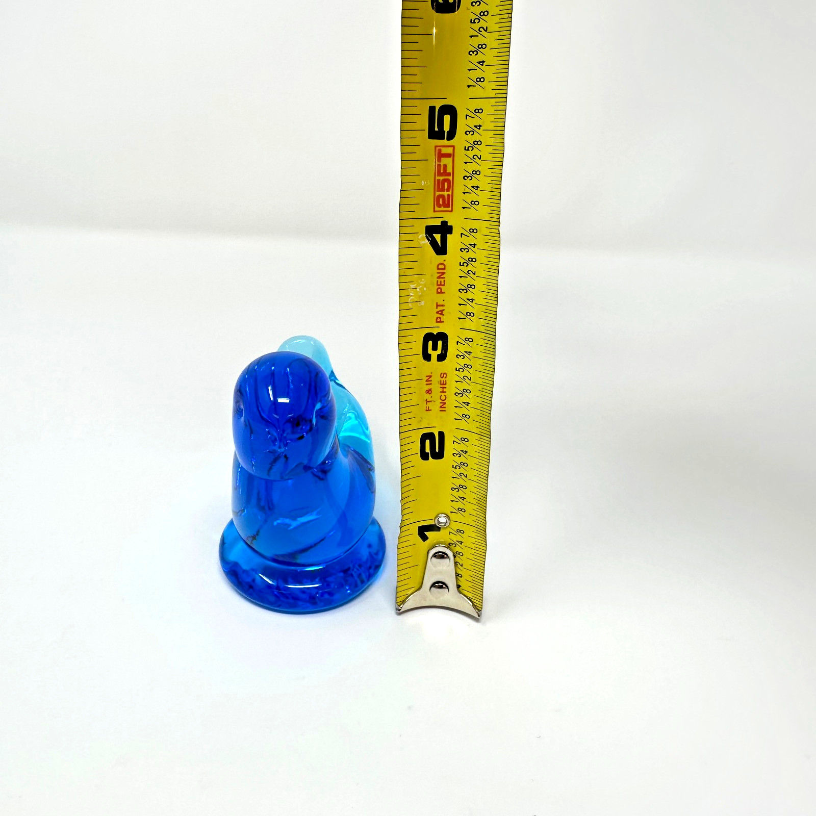 Leoward 1995 Signed Blue Art Glass Bird Figurine 3″ Vintage Collectible