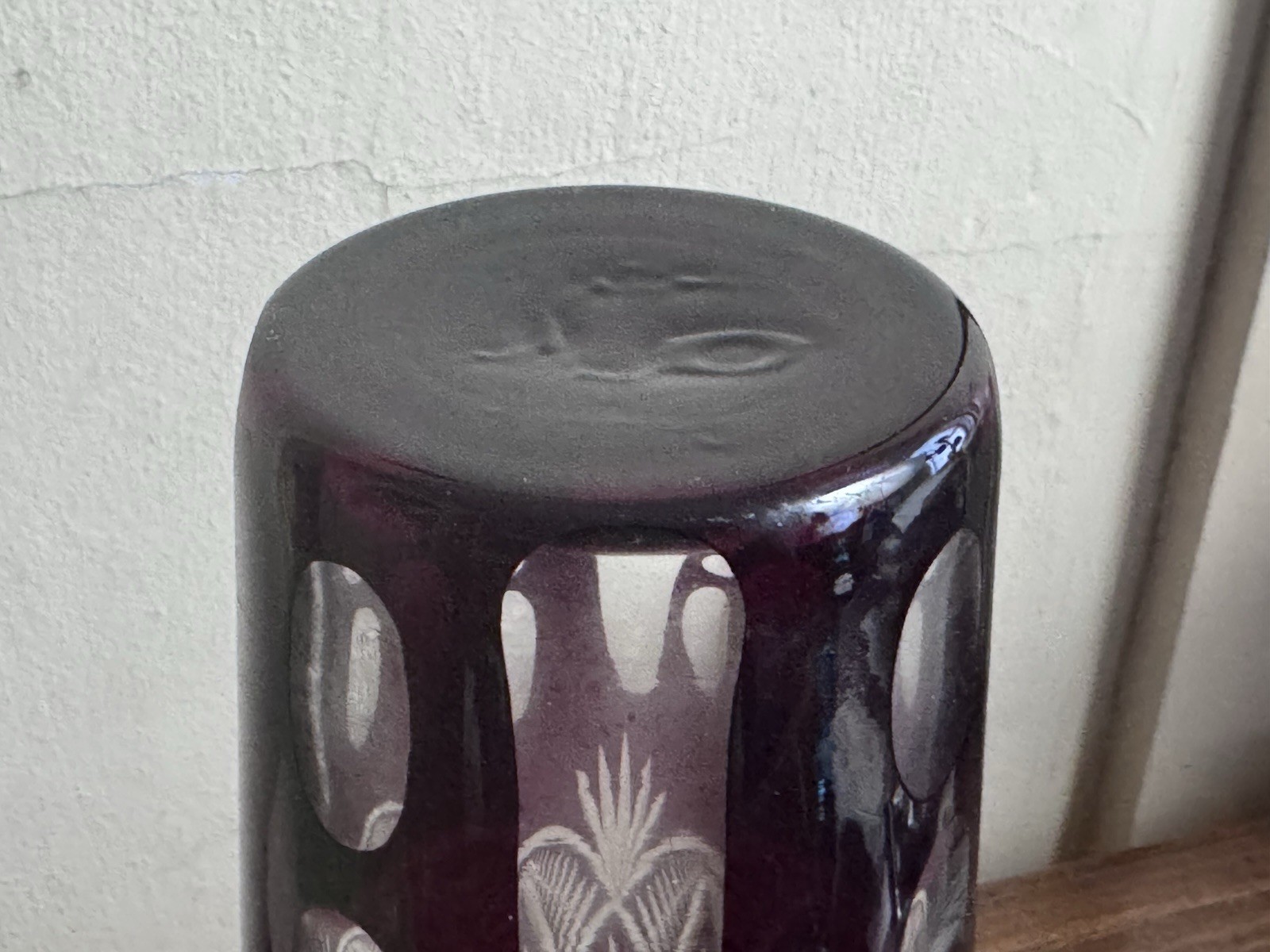 Vtg Napochin Sticla Crystal Romanian Cranberry Ruby Cut To Clear Glass Vase B