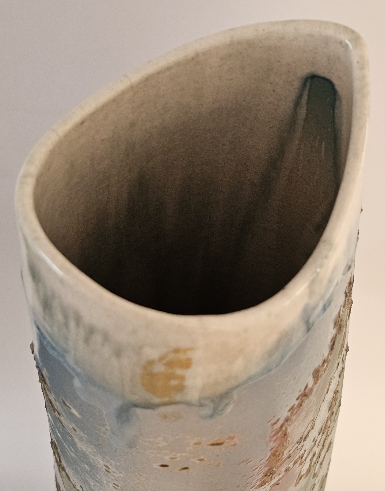 1970 MCM 34″ Monumental Tony Evans Raku #53 Pottery Vase Ancient Sands Signed