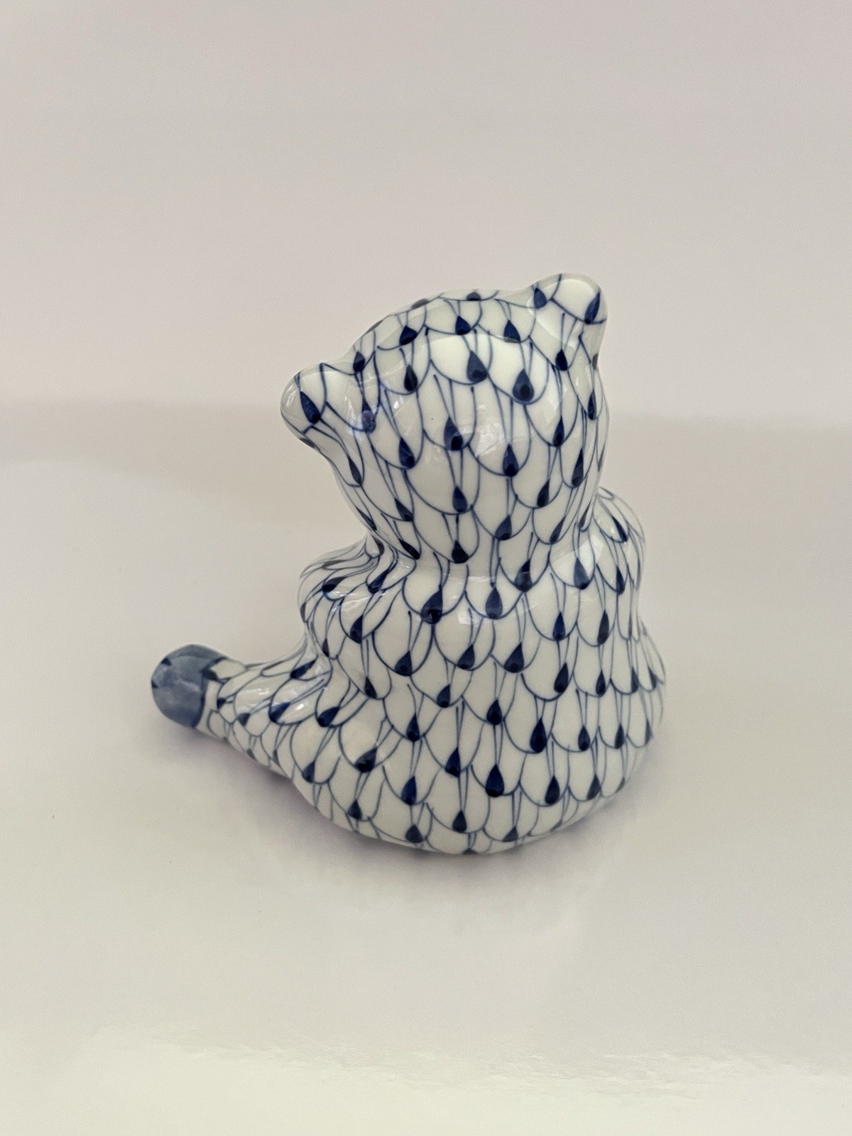 Andrea by Sadek Bear Figurine Blue White Fishnet Decor