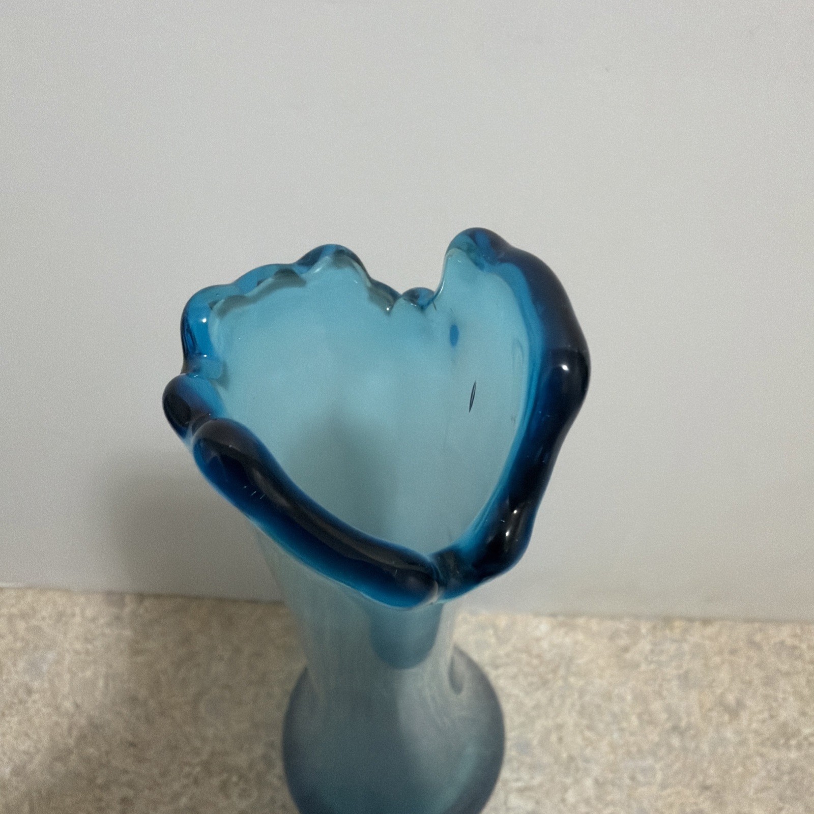 Vintage LE Smith Peacock Blue 12 (Knob) Finger Smooth Swung Vase 14” tall