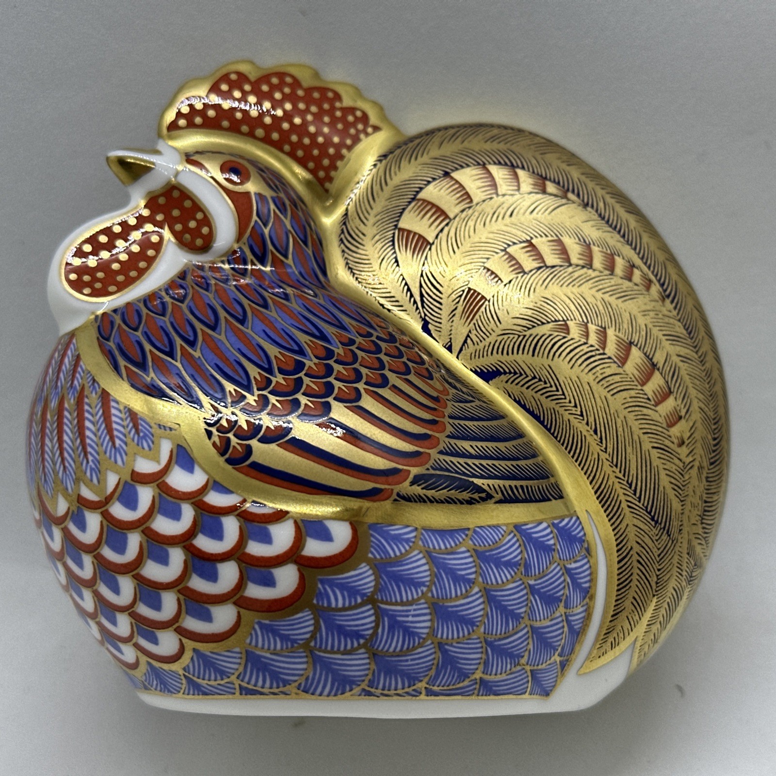 VTG Royal Crown Derby Rooster Paperweight Fine English Bone China Figurine