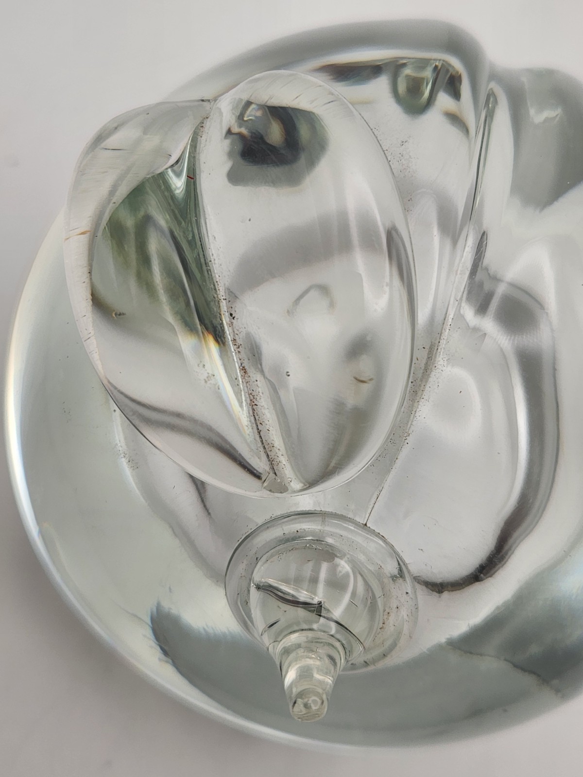 Large Clear Glass Peach Paperweight Handblown 4″ Long Weighs 2lbs