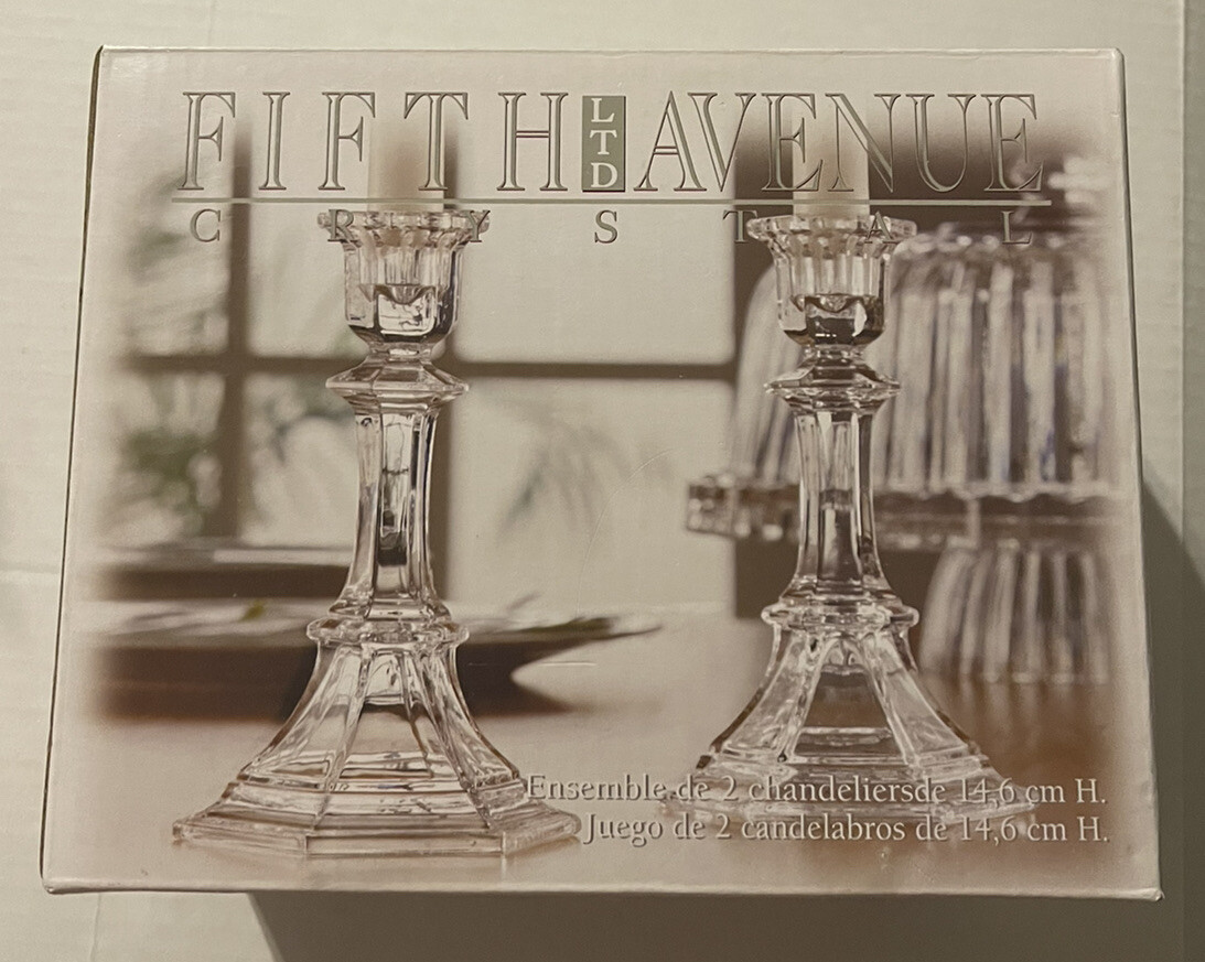 Fifth Avenue Crystal LTD Set Of Candlestick Holders NIB