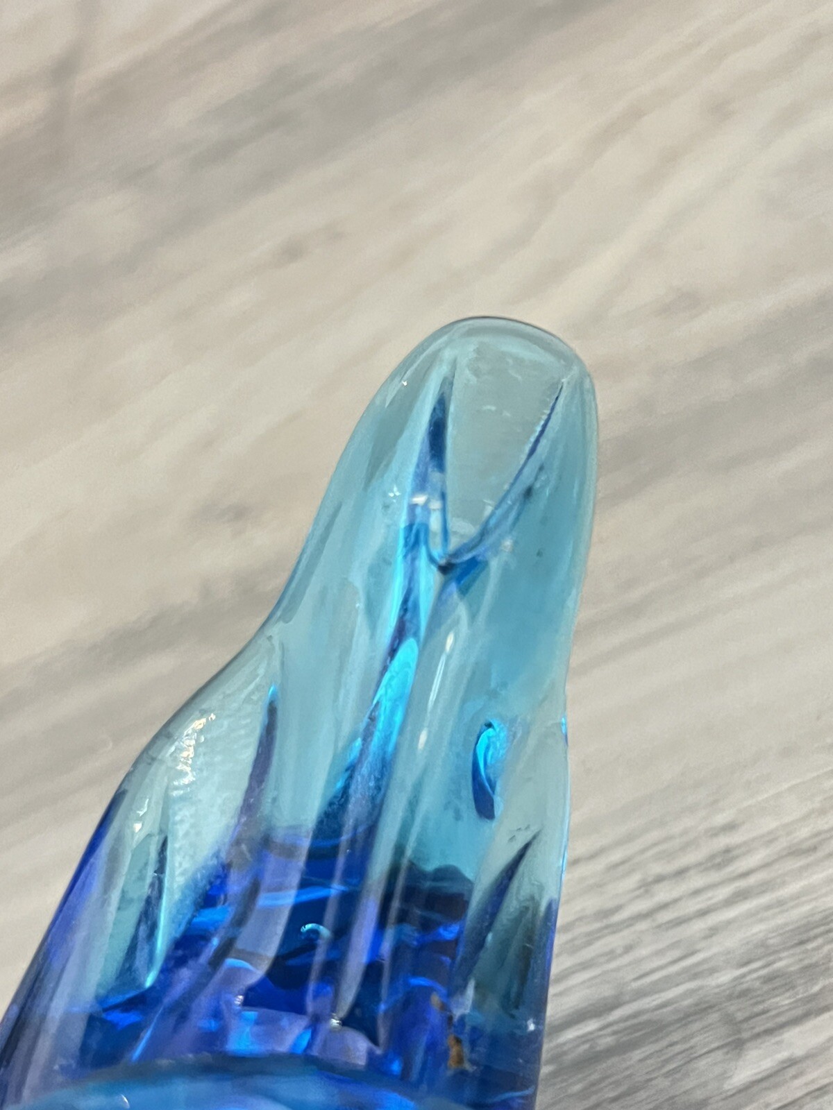Vintage Art Glass Blue Bird of Happiness Signed Figurine