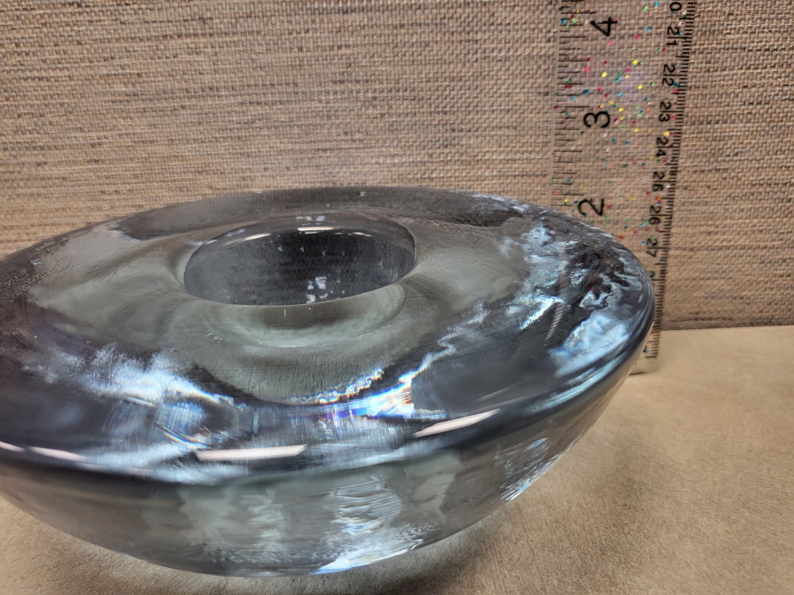 FIRE & LIGHT Neodymium Signed-Glass Tealight/Votive Candle Holder 6” WIDE