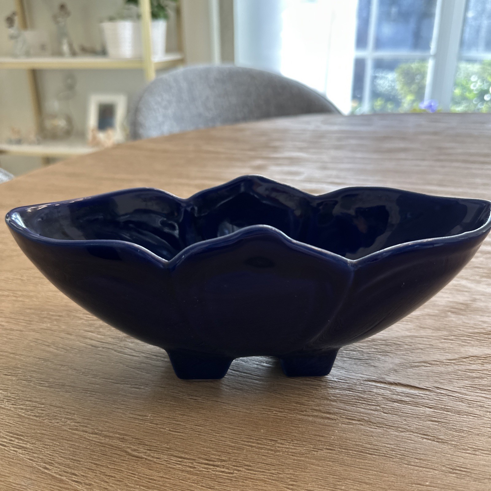 Vintage Colbalt Blue Bowl Planter 9.5 Inches Footed