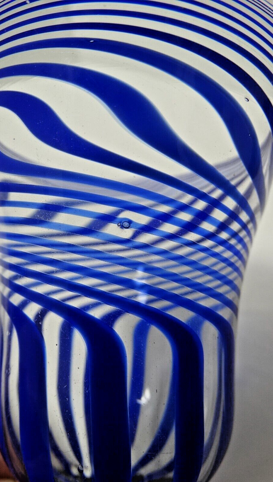 (2) Vintage Bimini Werkstatte Swirl Cocktail Liqueur Glass BLUE & BLACK ~3-3/8″H