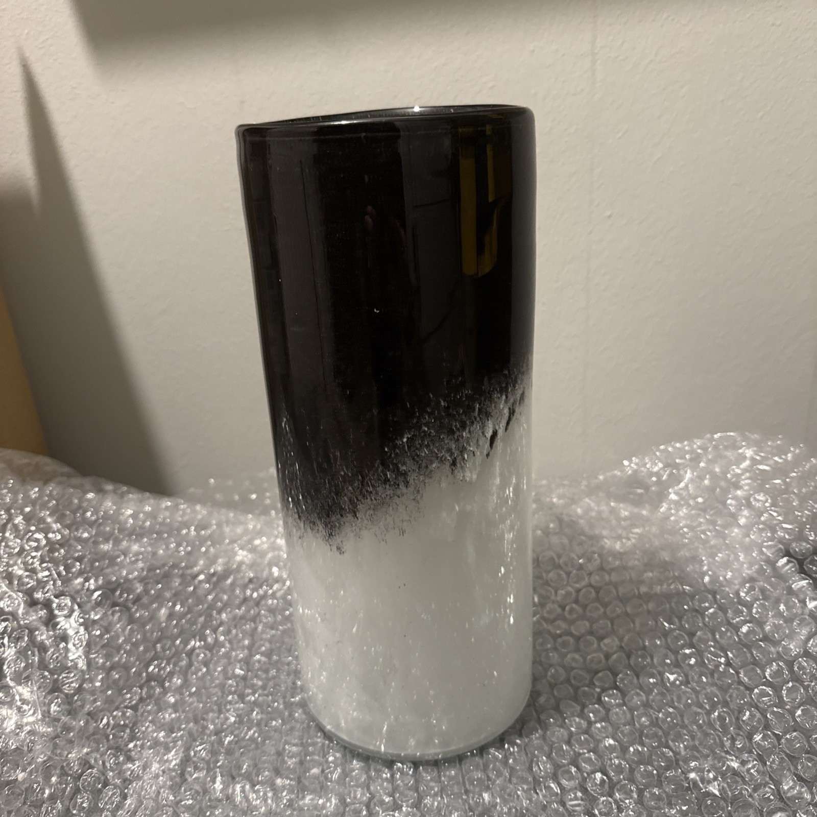 Palmero House Hand Blown Tempest Vase Black & White Swirls