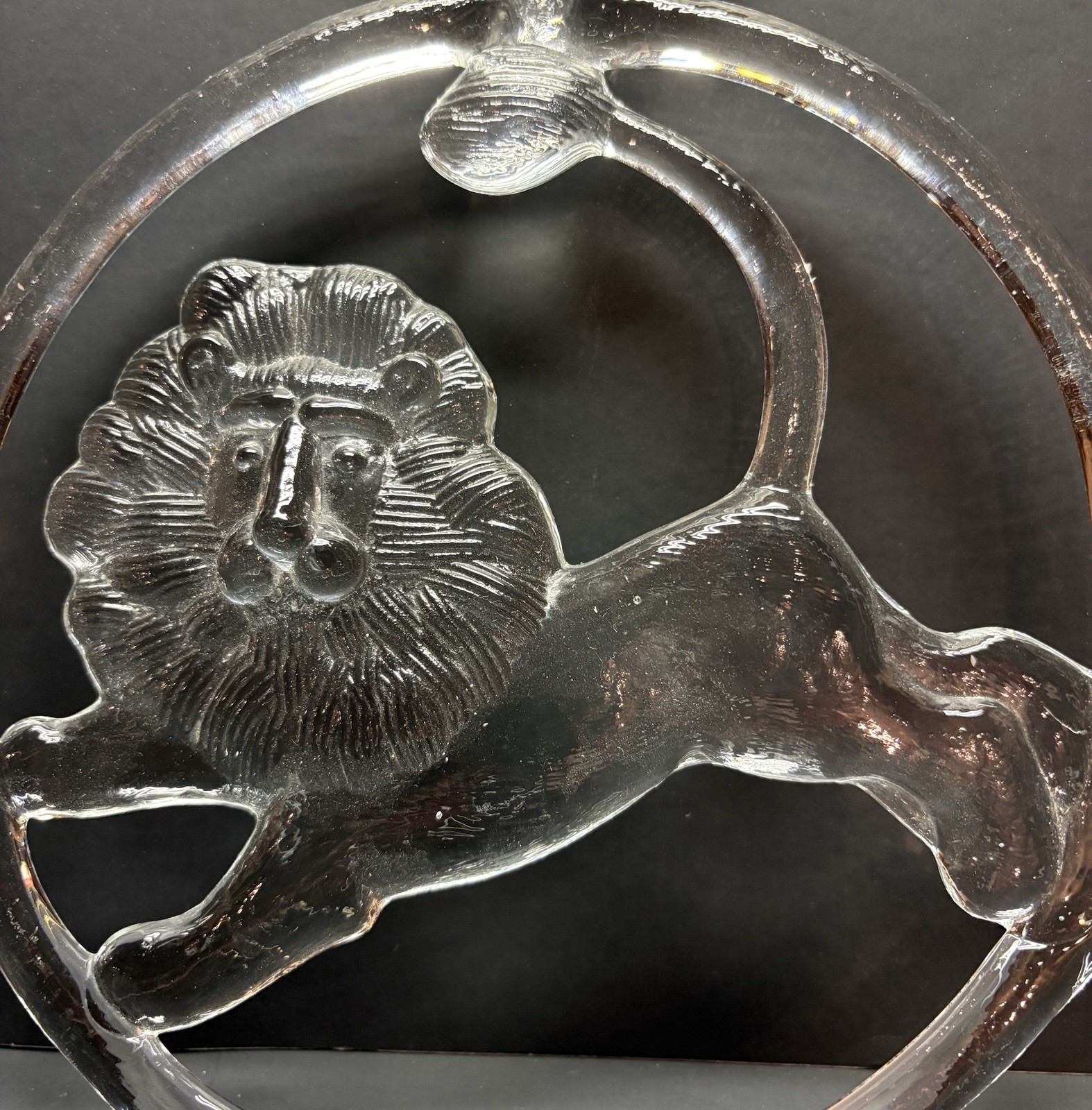 Vtg Kosta Boda Lion Figurine Glass Zodiac Suncatcher 10.5″ Bertil Vallien 1970’s