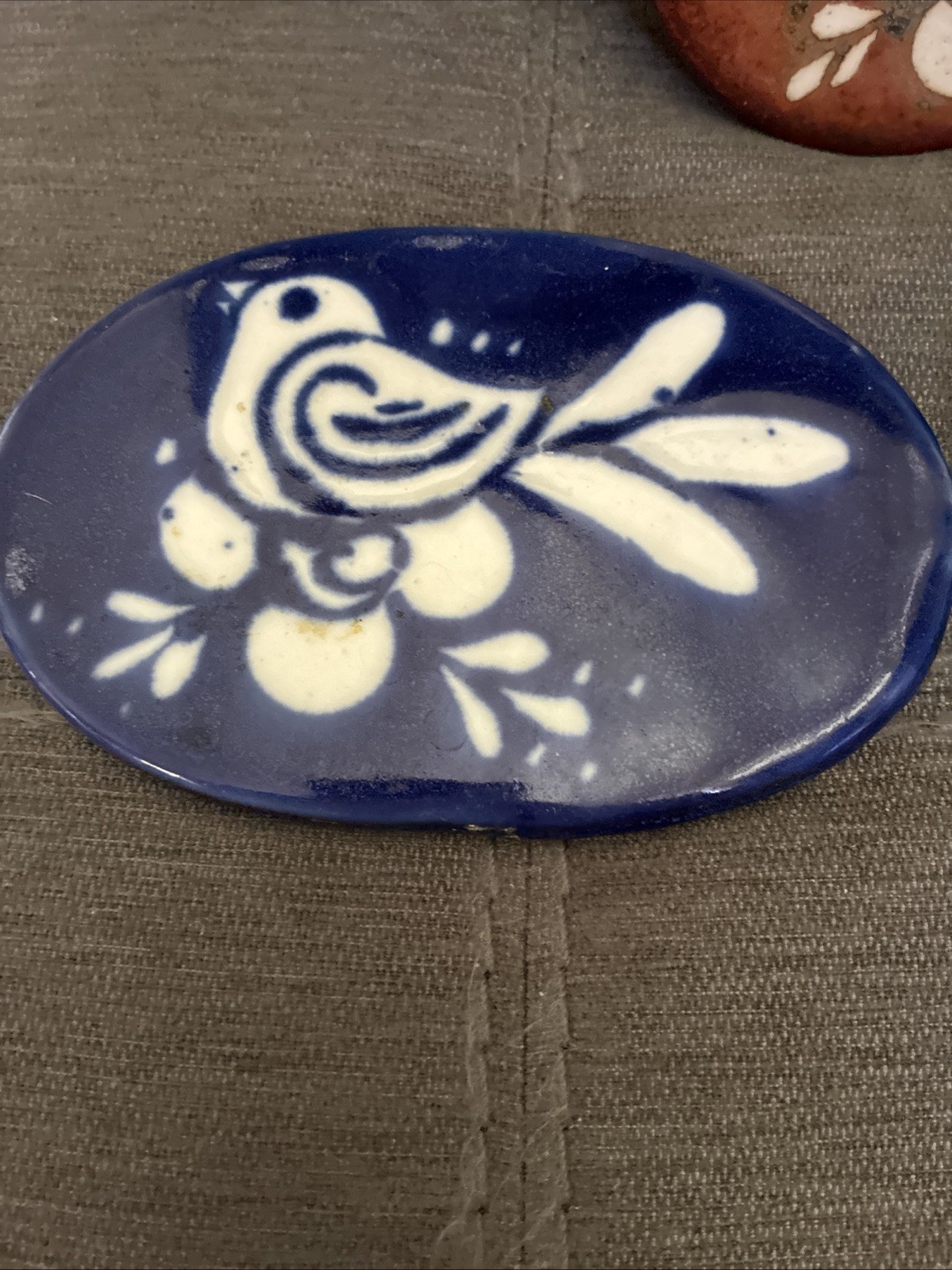 Vintage Set Of 3 Studio Pottery Trivet Coaster Signed Petteford Bird Motif Art