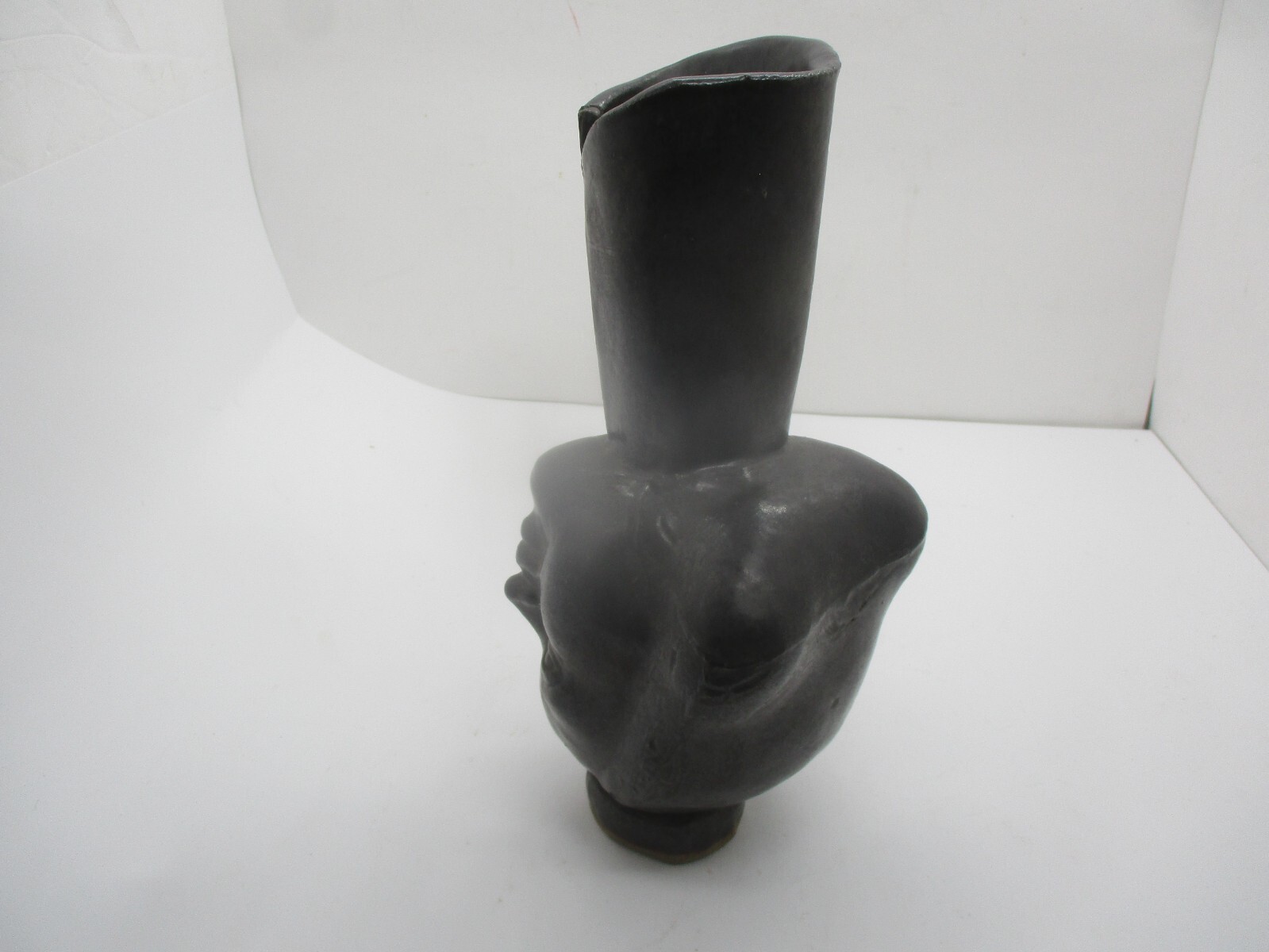 Vintage Unique Upside Down Face Stoneware Pottery Vase Asian