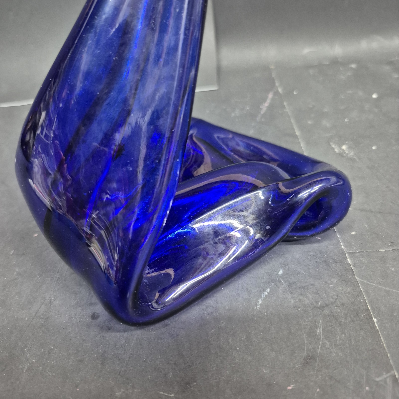 Vintage Hand Blown Cobalt Blue Phillips Milk Magnesia Bottle Art Glass Bud Vase
