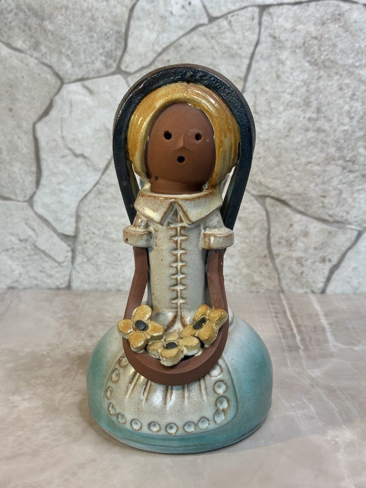 ELISA Handmade Spain Girl Figurine Holding Flowers 7 in Decorative Vintage RARE