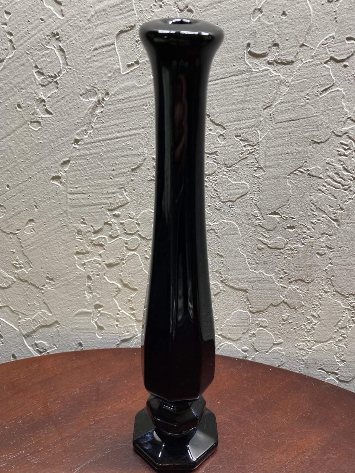 Vintage Black Swung Glass Bud Vase 9.5 Inches Tall