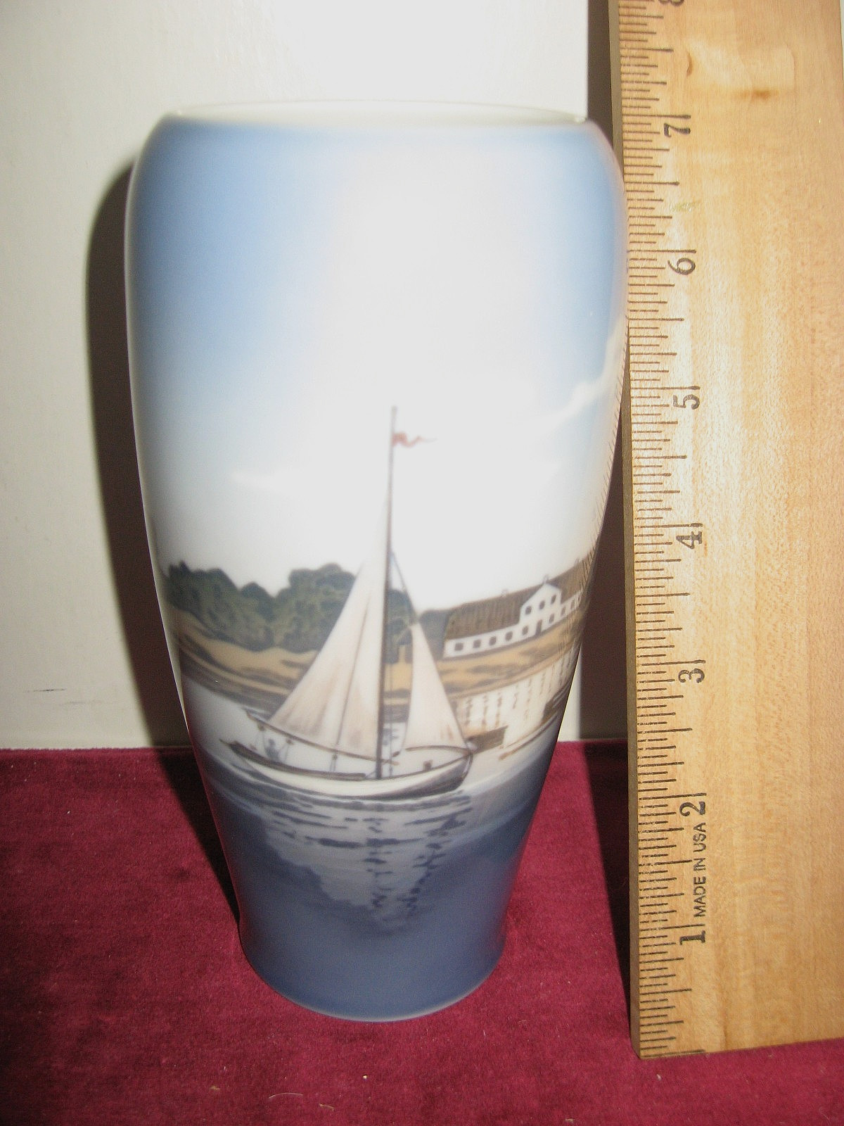ROYAL COPENHAGEN DENMARK FINE PORCELAIN SHIP SCENE VASE Signed Numbered