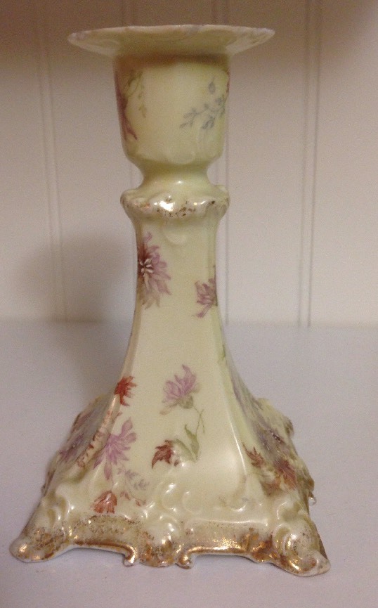 Antique Rosenthal St Cloud RC Crossed Swords Crown Porcelain Candlestick Floral