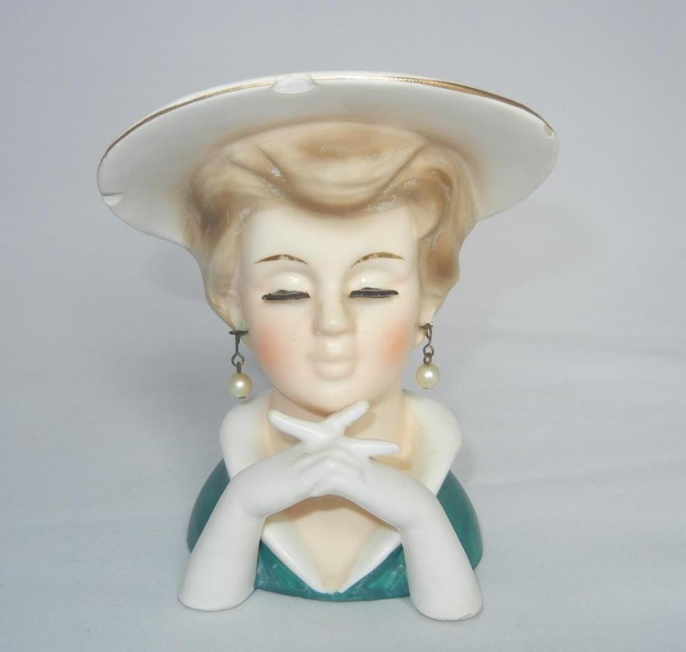 Vintage Rubens Japan LADY HEAD VASE R434 434 Hands Fingers Crossed