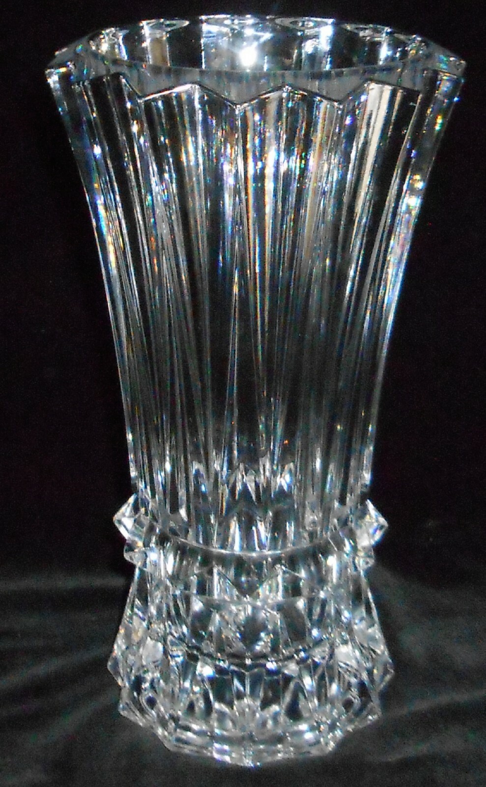 1998-2003 Mikasa Crystal RAINIER PATTERN 10 1/4″ Vase GREAT DESIGN!