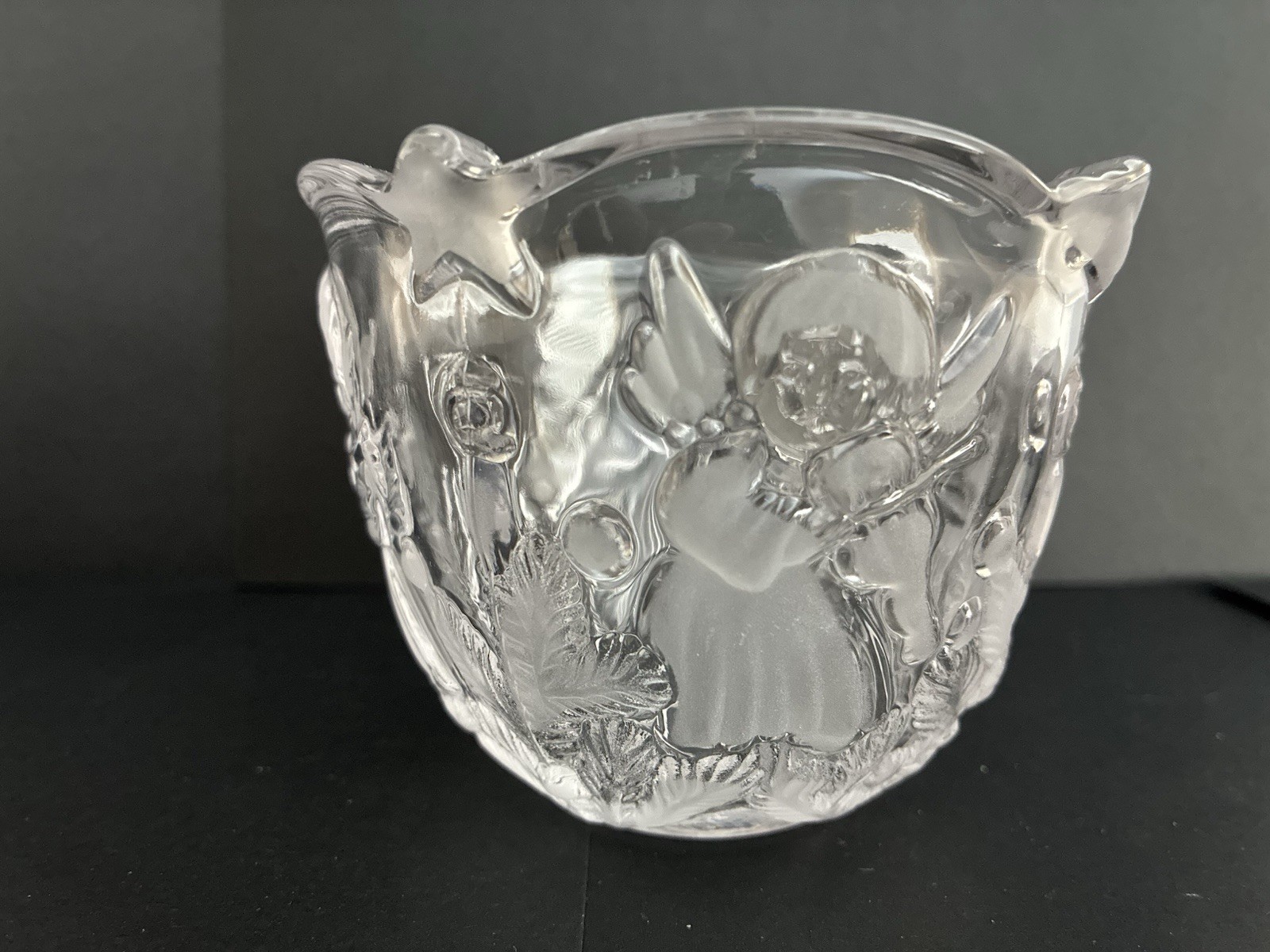MIKASA Holiday Lights Christmas Votive Candle Angel Frosted Glass Germany