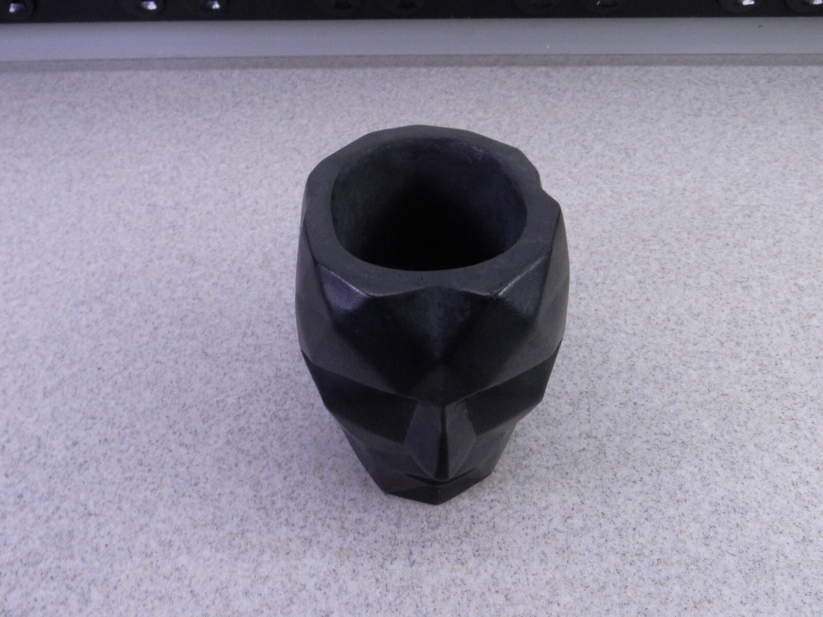 Modern Contemporary Face Planter/Vase Cubist Style Geometric Head Black Small