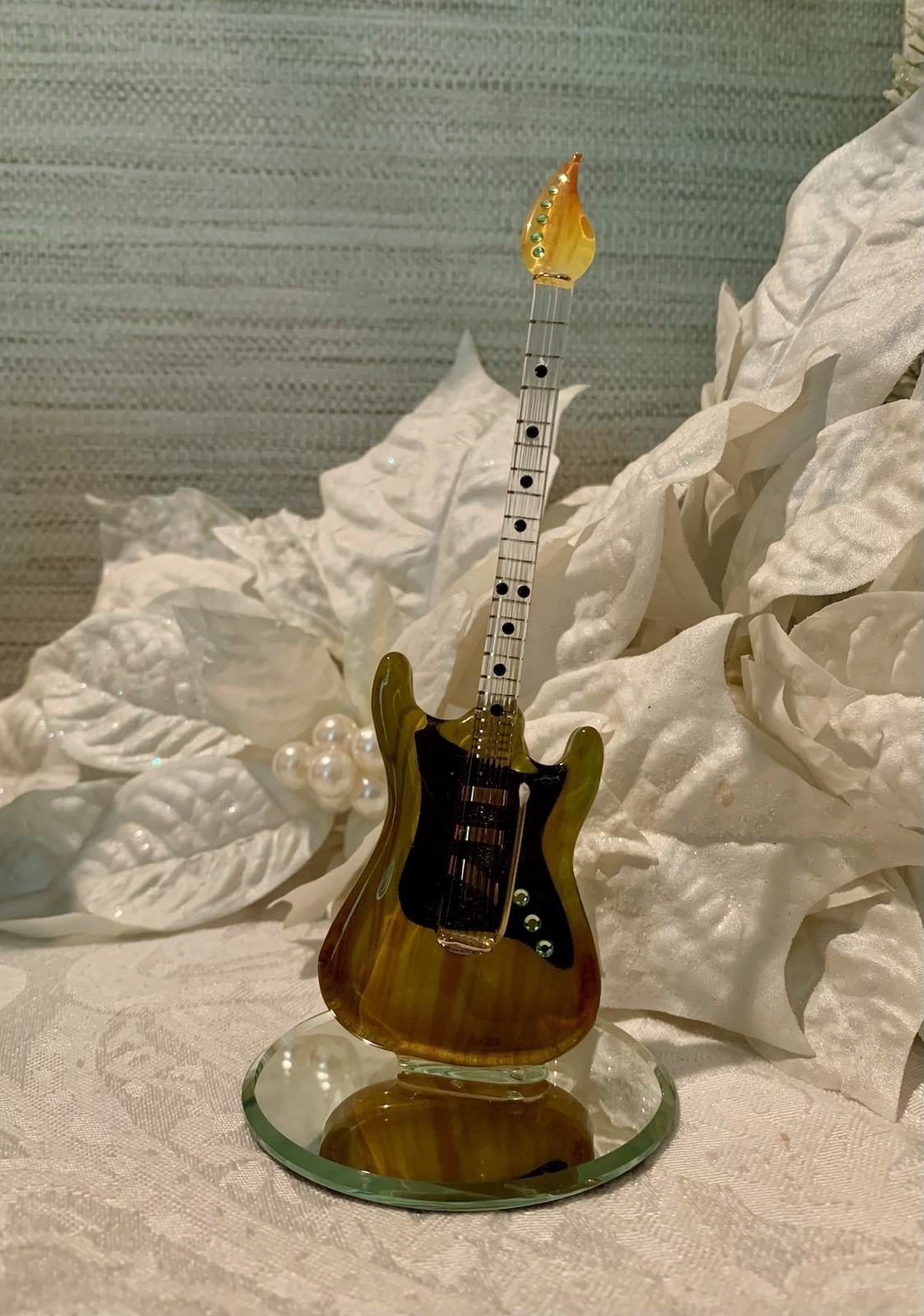 Vintage Glass Baron Electric Guitar Art Glass Figurine 5 1/2” 2003 Miniature
