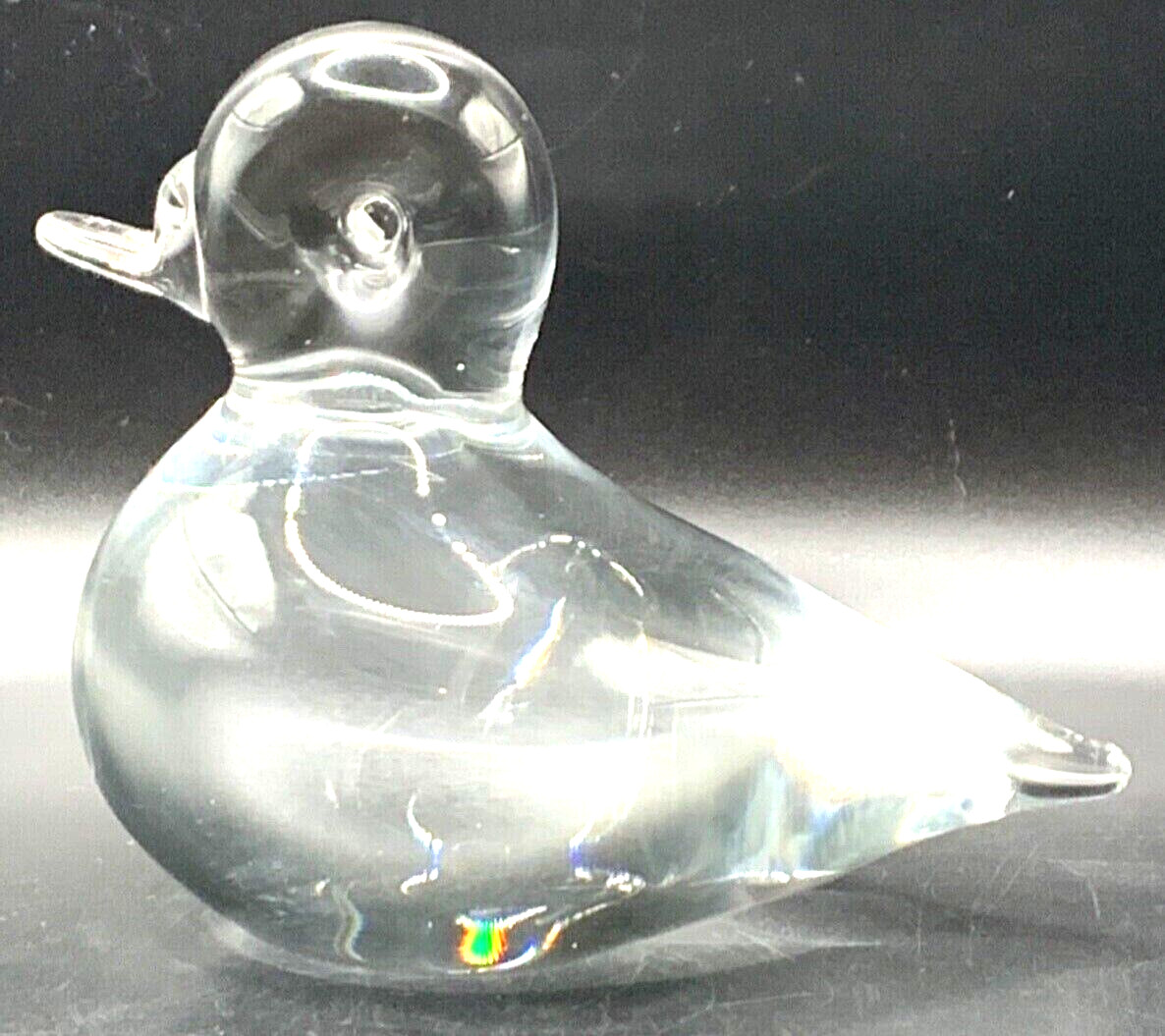 Wedgwood glass paperweight lilliput duck clear approx 4×4 in