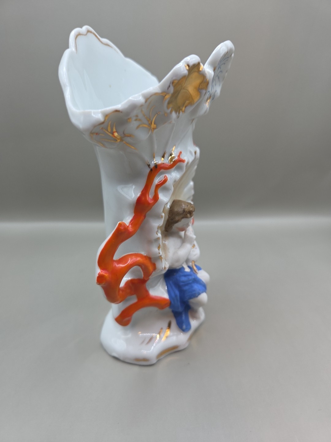 VINTAGE FRENCH 19th CENTURY CHERUBS SPILL VASE Porcelain Art Nouveau
